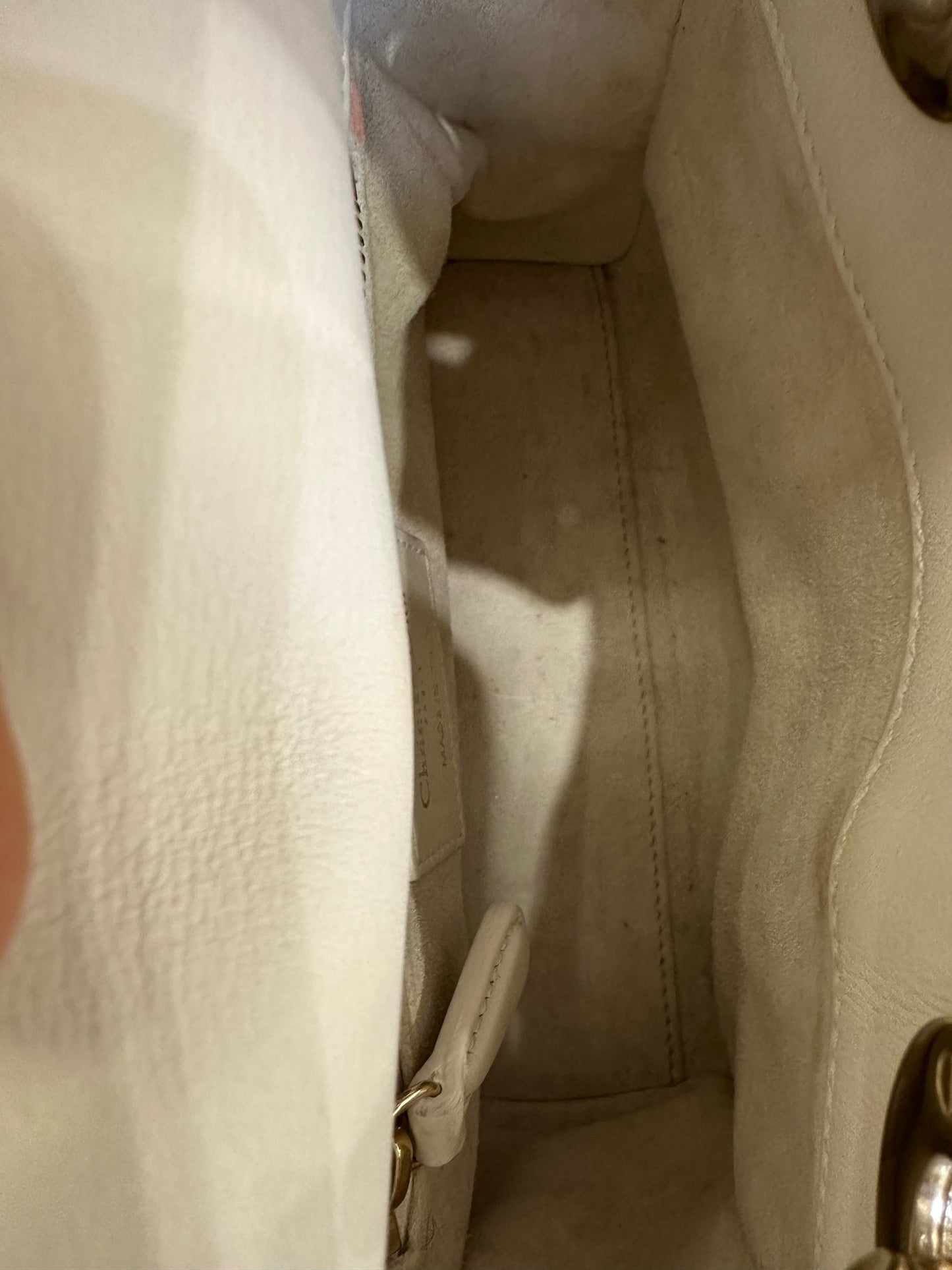 Dior - Lady Dior - Cowhide leather with bead embroidery - White with black and beige details - (Mini)