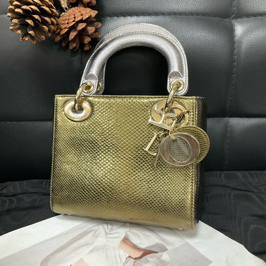 Dior - Lady Dior - Exotic leathers - Lizard - Gold - (mini)