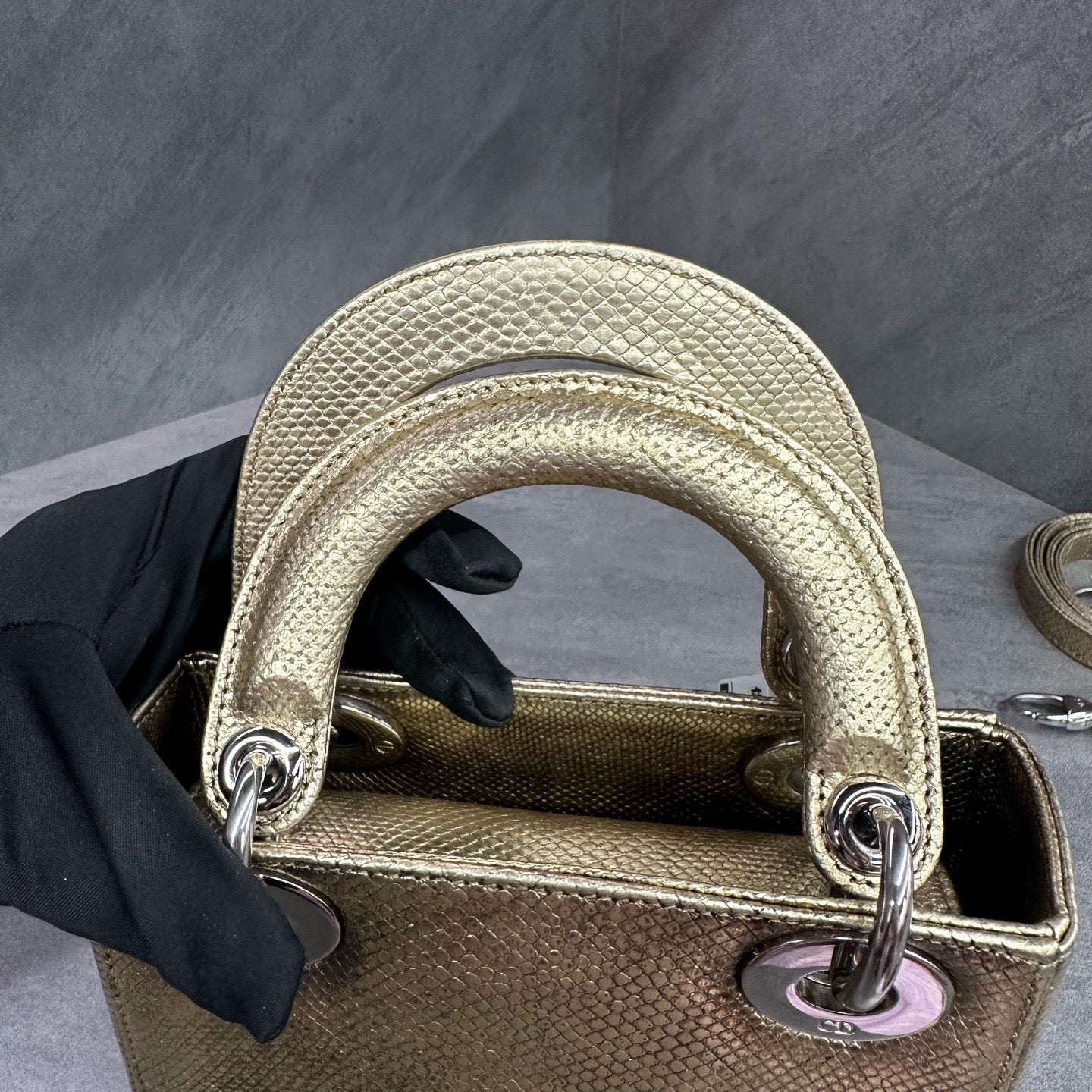 Dior - Lady Dior - Exotic leathers - Lizard - Gold - (mini)