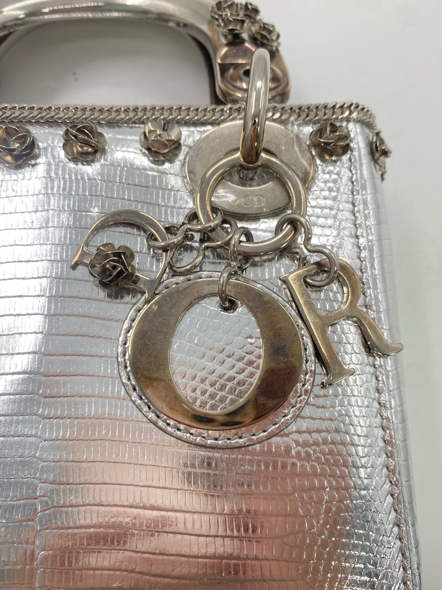 Dior - Lady Dior - Exotic leathers - Lizard - Silver - (mini)
