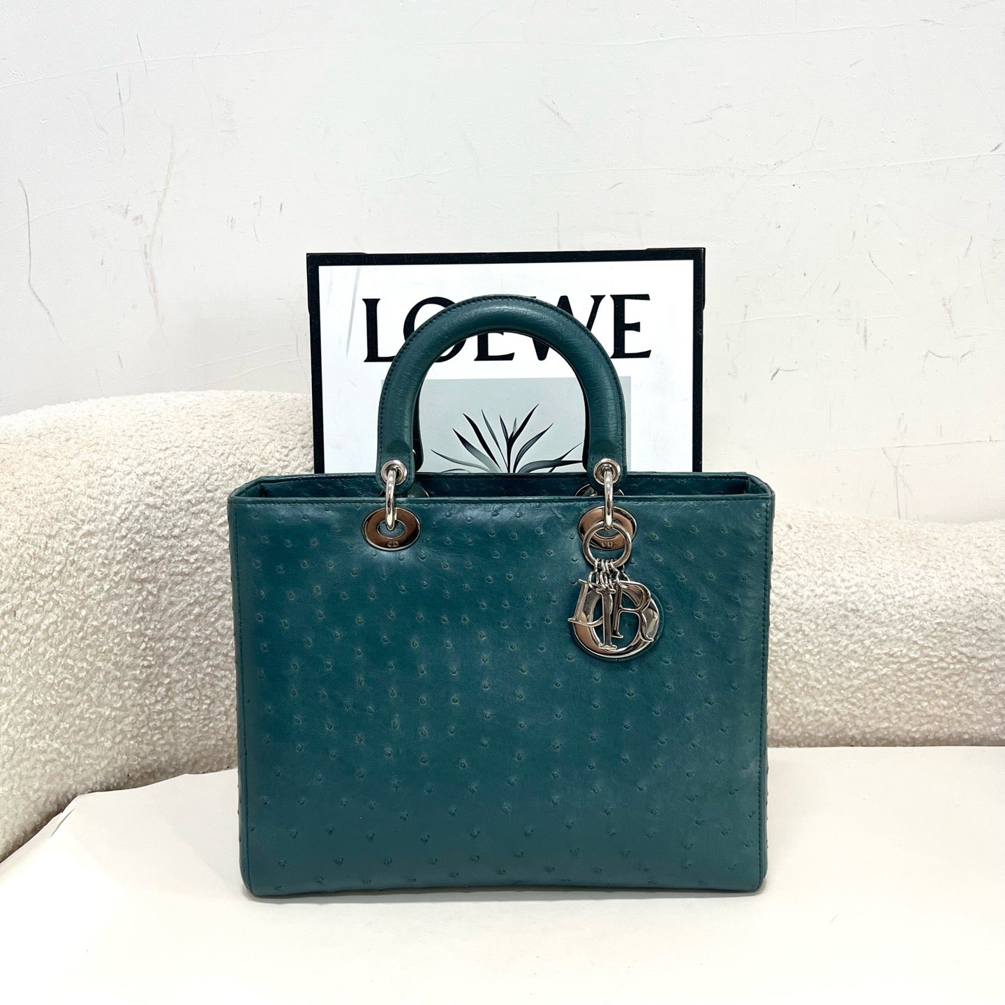 Dior - Lady Dior - Exotic leathers - Ostrich - Blue - (large)