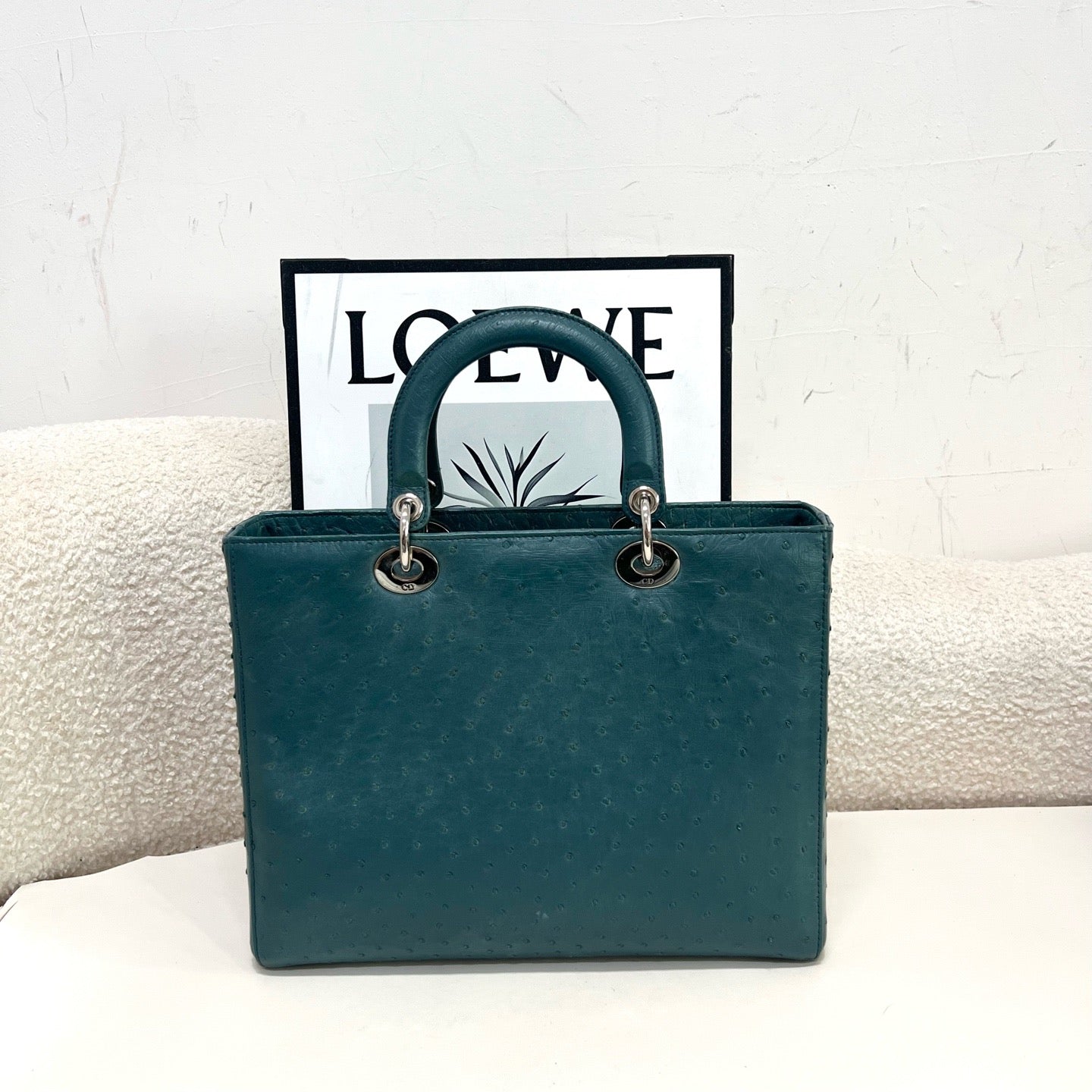 Dior - Lady Dior - Exotic leathers - Ostrich - Blue - (large)