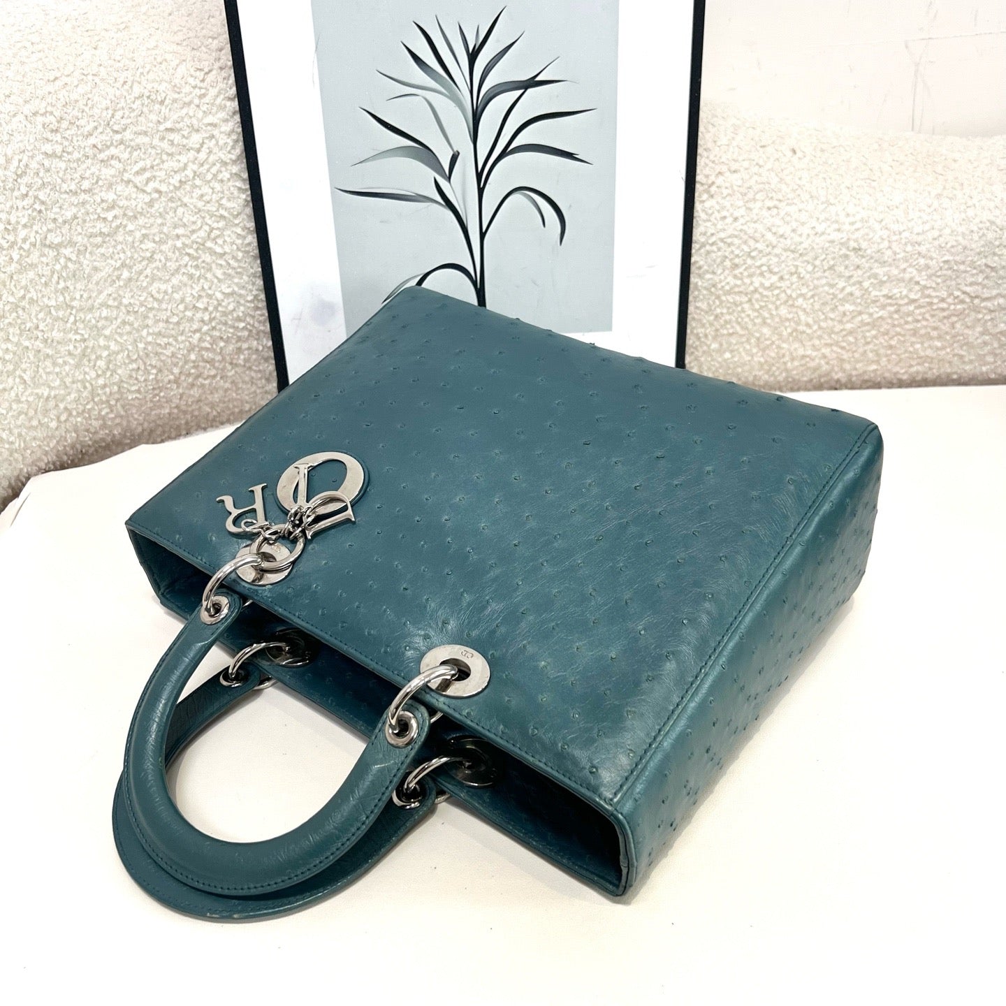 Dior - Lady Dior - Exotic leathers - Ostrich - Blue - (large)