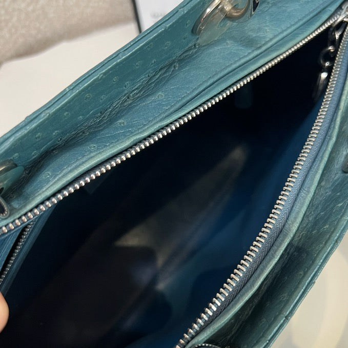 Dior - Lady Dior - Exotic leathers - Ostrich - Blue - (large)