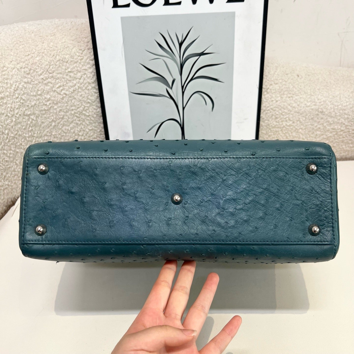 Dior - Lady Dior - Exotic leathers - Ostrich - Blue - (large)