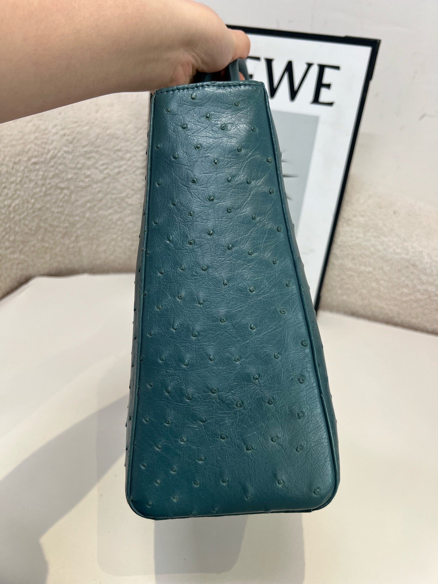 Dior - Lady Dior - Exotic leathers - Ostrich - Blue - (large)