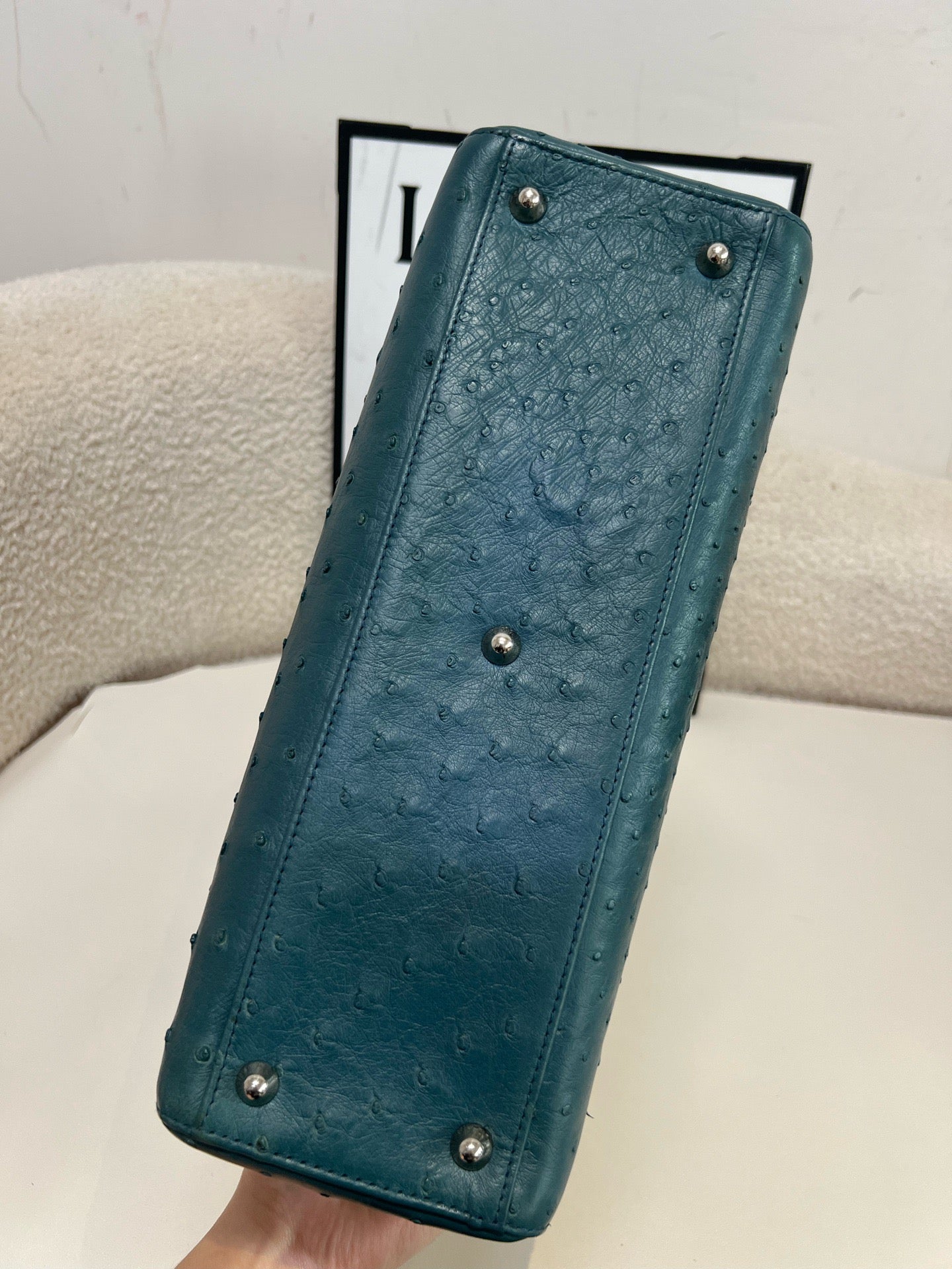 Dior - Lady Dior - Exotic leathers - Ostrich - Blue - (large)