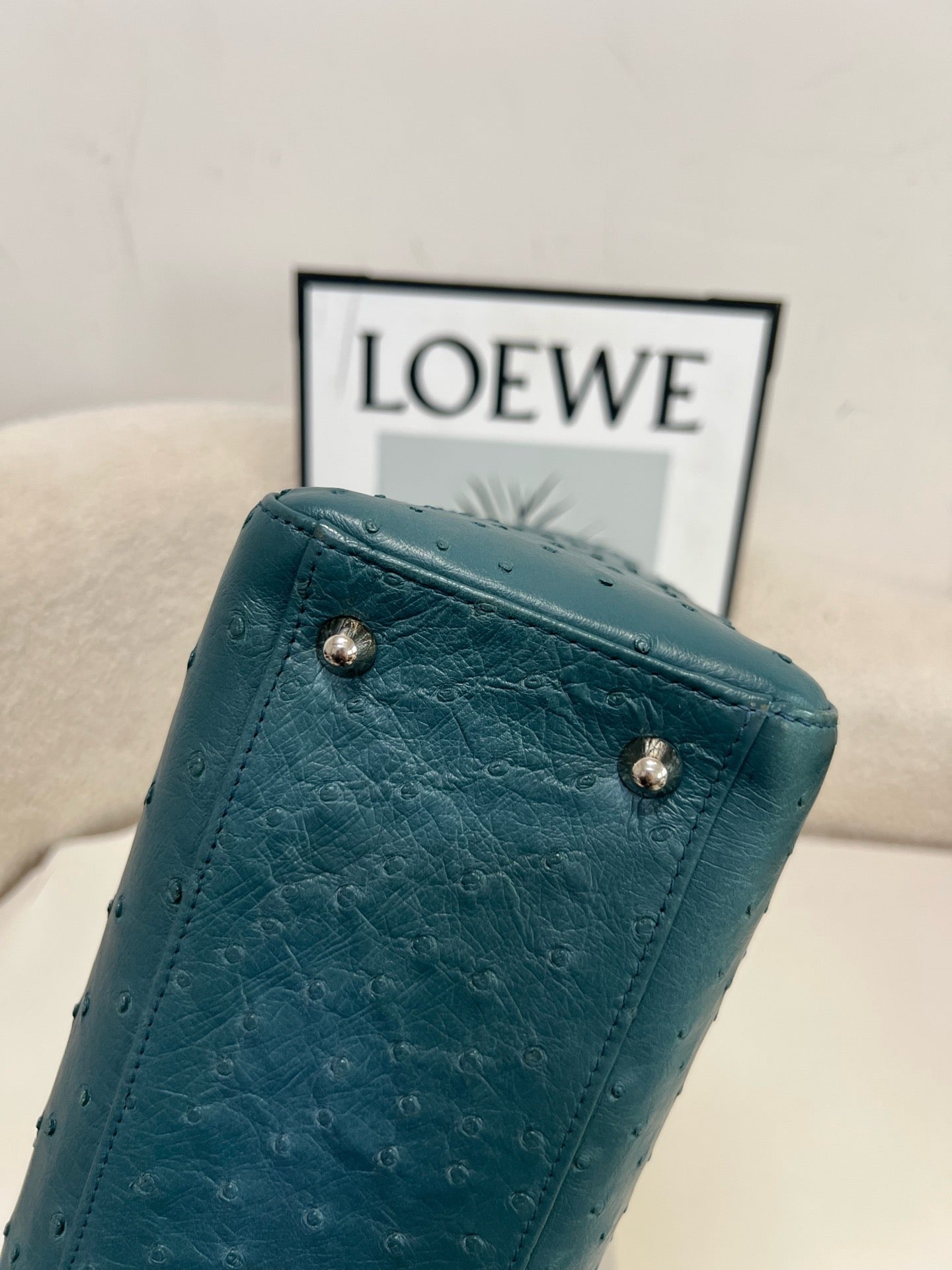Dior - Lady Dior - Exotic leathers - Ostrich - Blue - (large)