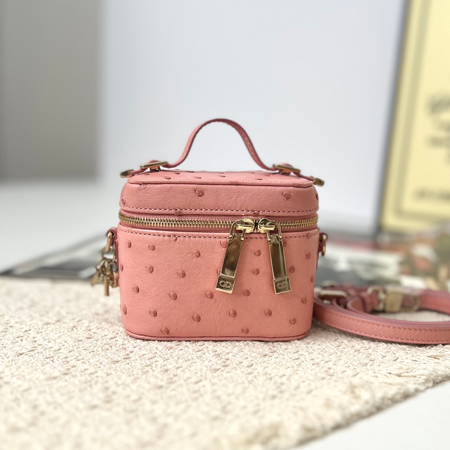 Dior - Lady Dior - Exotic leathers - Ostrich - Pink - (mini)