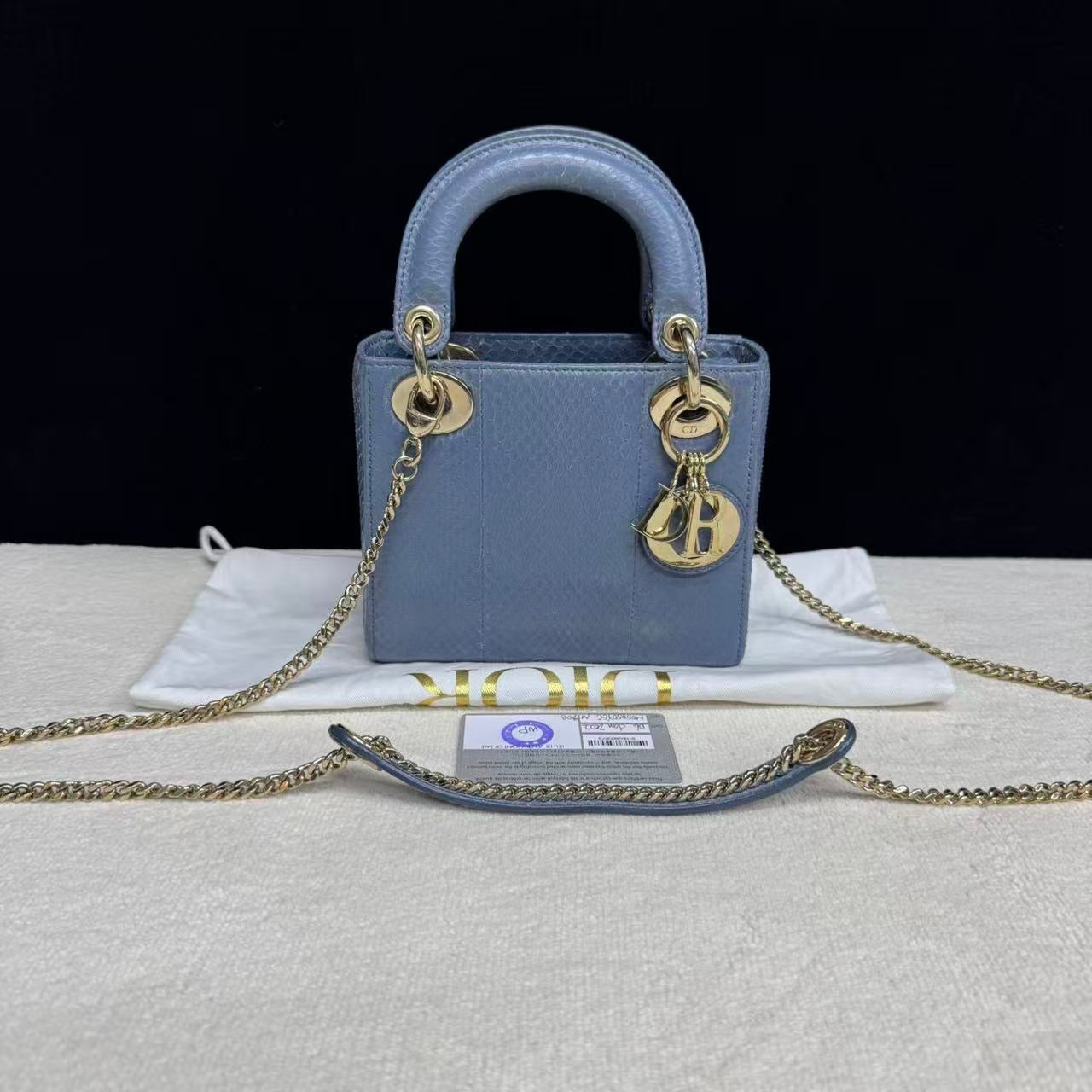 Dior - Lady Dior - Exotic leathers - Python - Blue - (mini)
