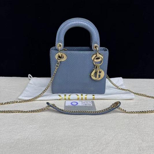Dior - Lady Dior - Exotic leathers - Python - Blue - (mini)