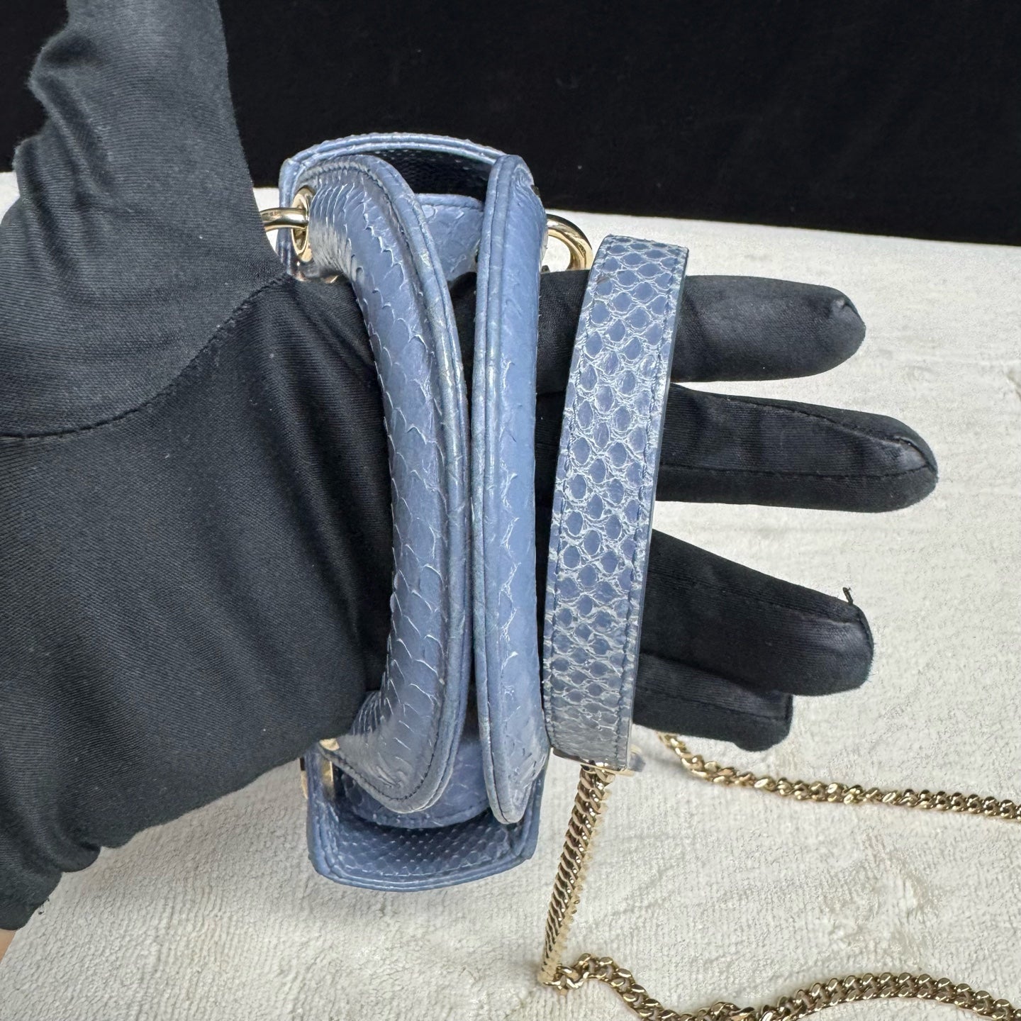 Dior - Lady Dior - Exotic leathers - Python - Blue - (mini)