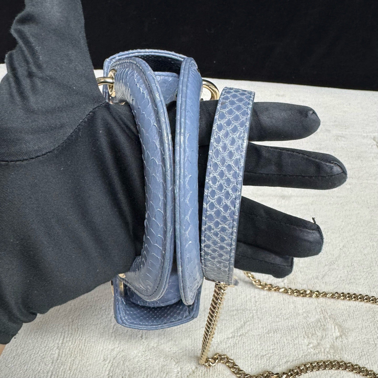 Dior - Lady Dior - Exotic leathers - Python - Blue - (mini)
