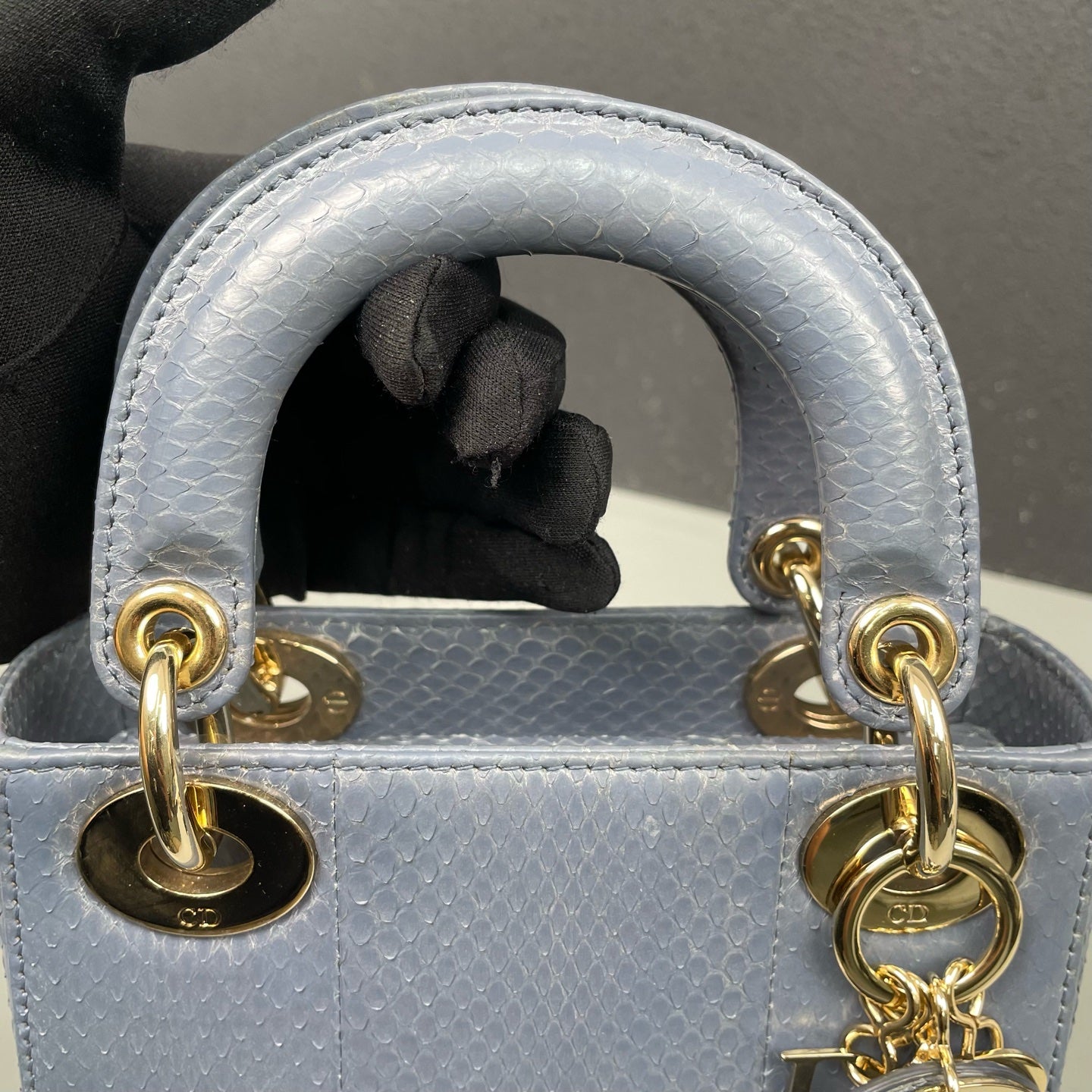 Dior - Lady Dior - Exotic leathers - Python - Blue - (mini)