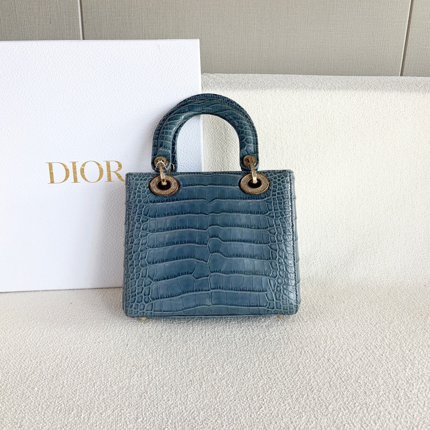 Dior - Lady Dior Four-Grid - Exotic leathers - Crocodile - Blue - (mini)