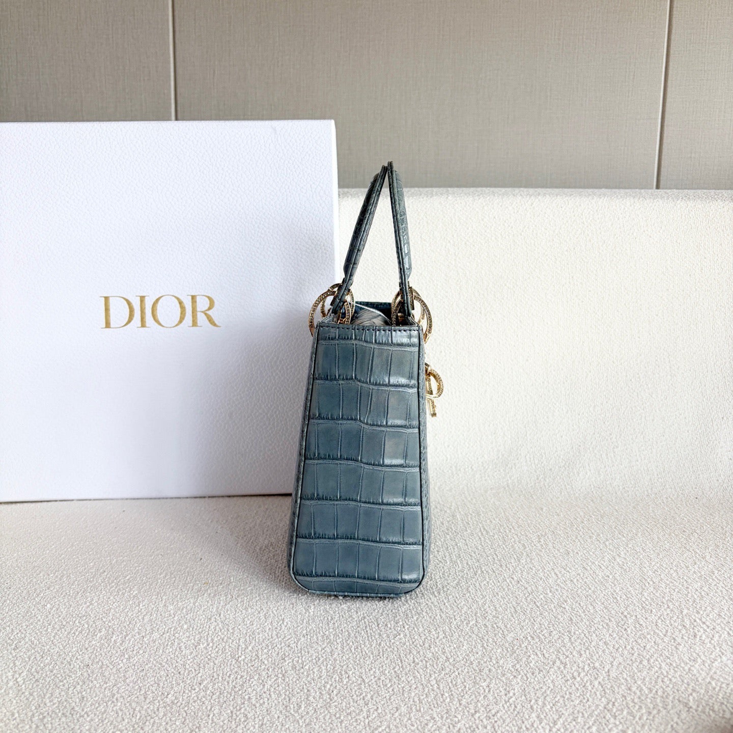 Dior - Lady Dior Four-Grid - Exotic leathers - Crocodile - Blue - (mini)