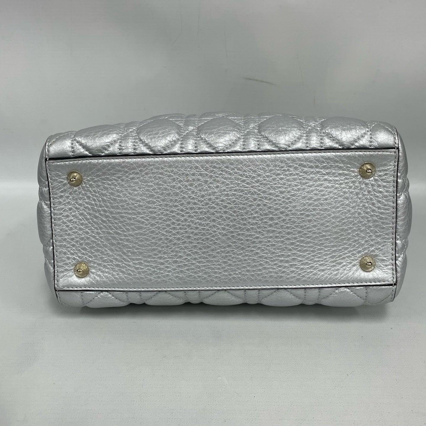 Dior - Lady Dior - Grained leather - Silver with Gold-Tone Hardware - (Medium)