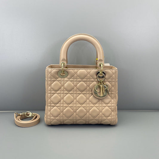 Dior - Lady Dior - Lambskin leather - Beige - (medium)