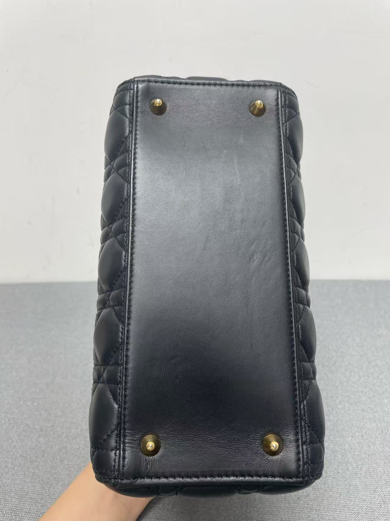 Dior - Lady Dior - Lambskin leather - Black with Gold-Tone Hardware - (medium)