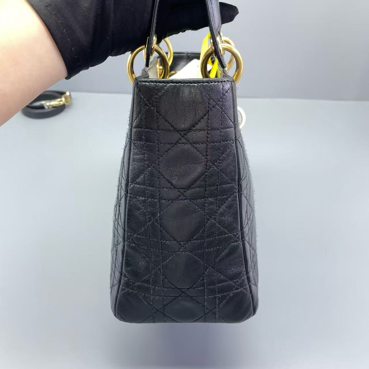 Dior - Lady Dior - Lambskin leather - Black with Gold-Tone Hardware - (Medium)