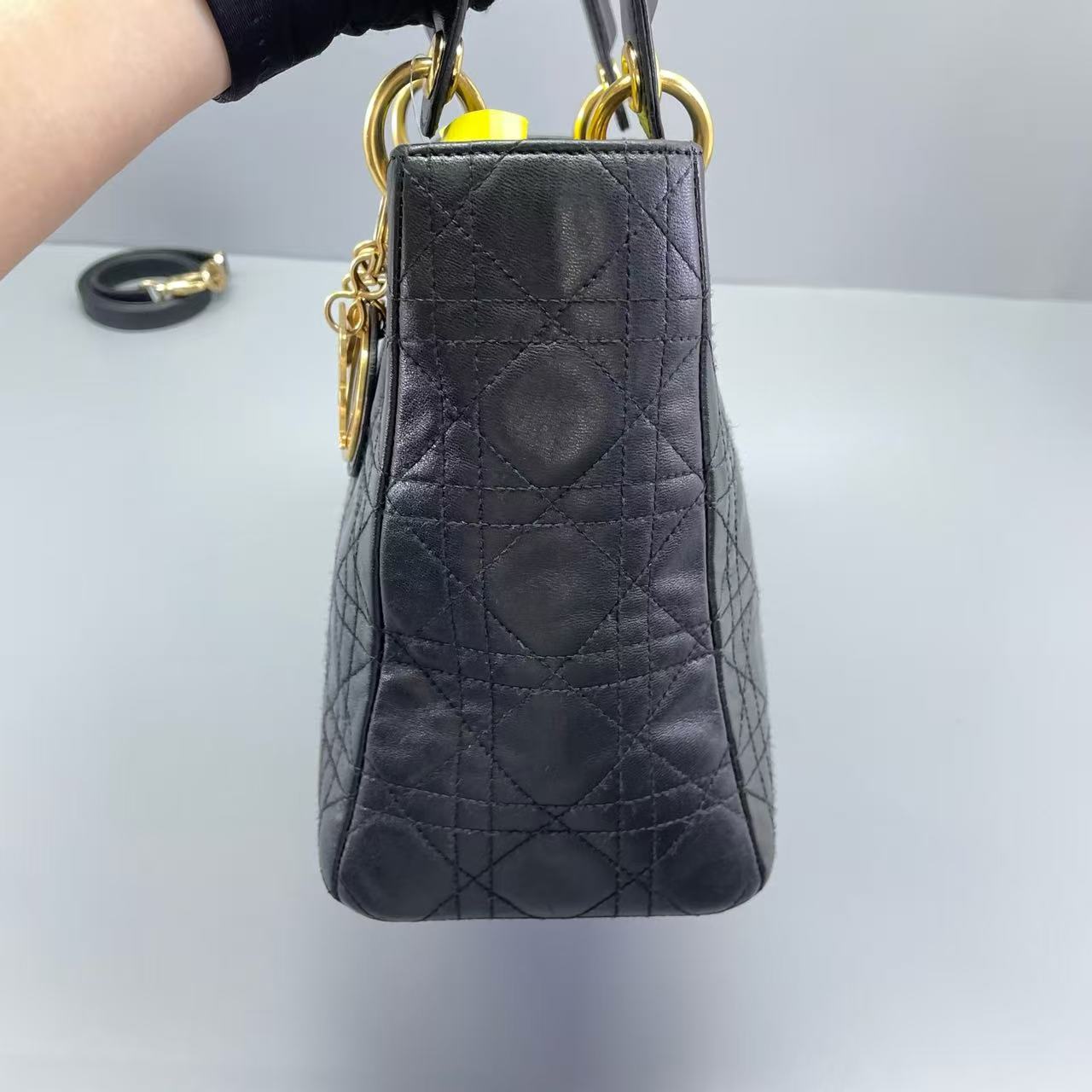 Dior - Lady Dior - Lambskin leather - Black with Gold-Tone Hardware - (Medium)