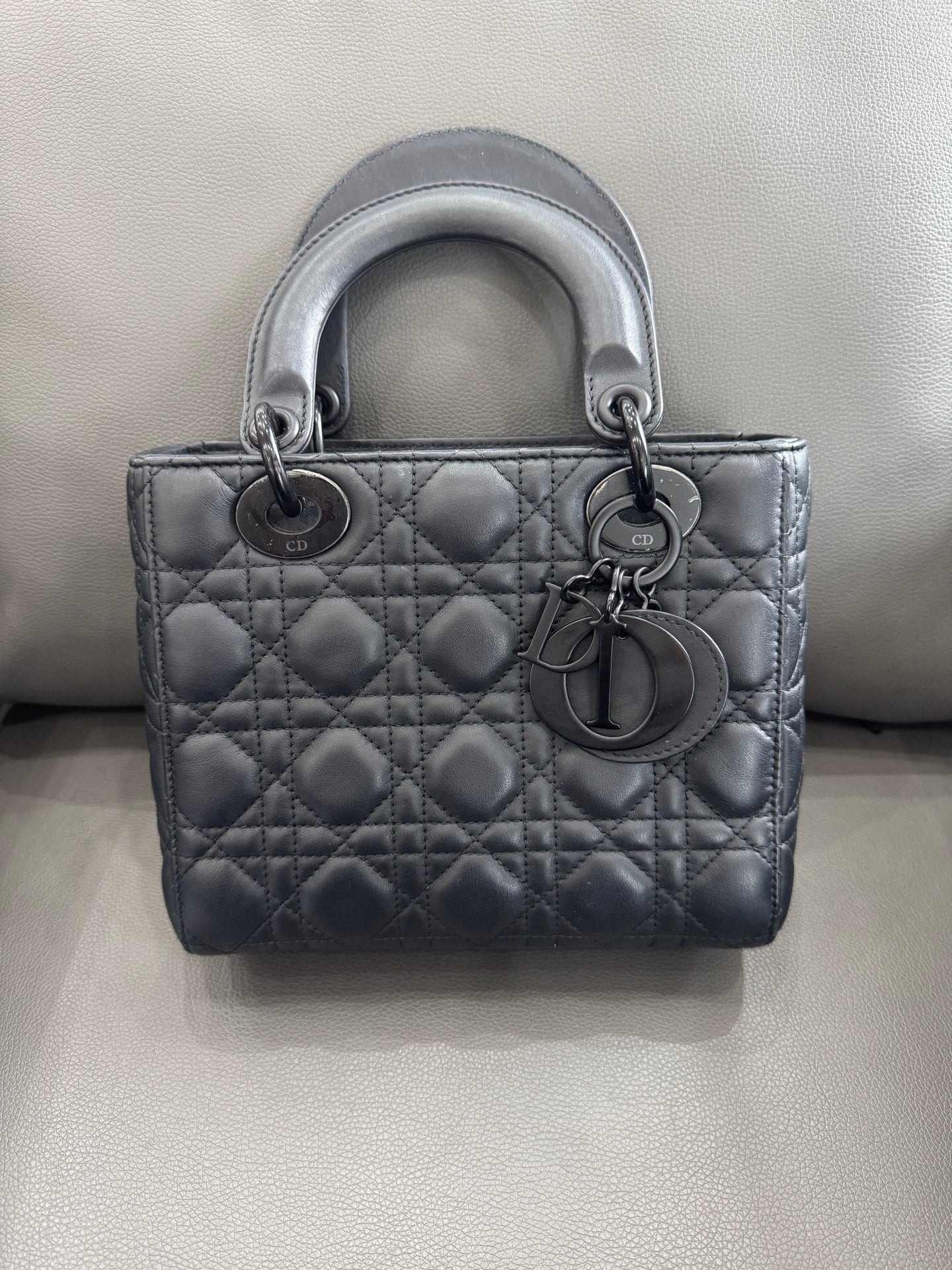 Dior - Lady Dior - Lambskin leather - Black with Matte Black Hardware - (mini)