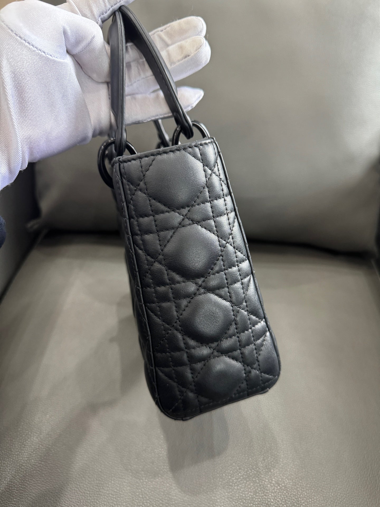 Dior - Lady Dior - Lambskin leather - Black with Matte Black Hardware - (mini)