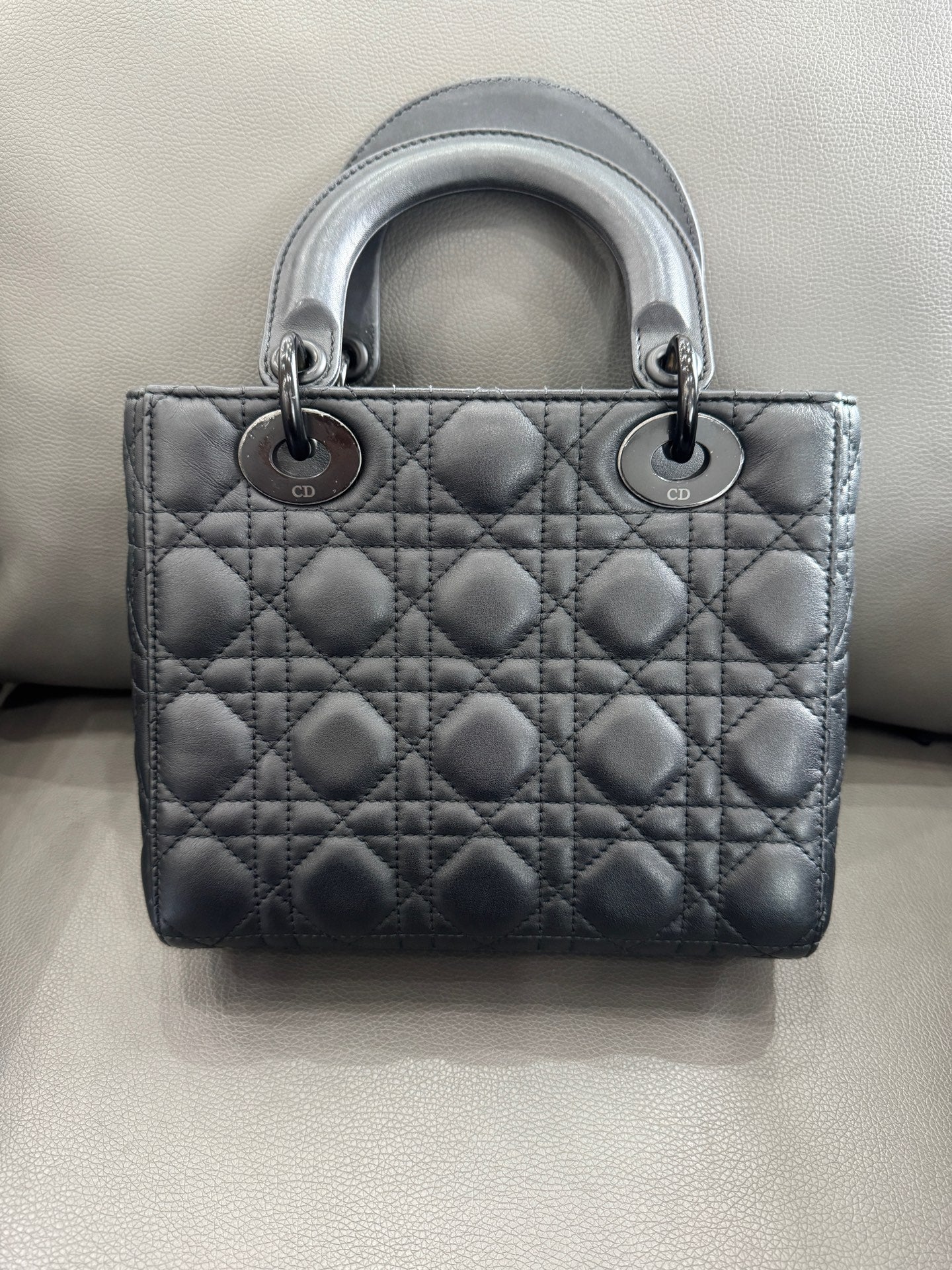Dior - Lady Dior - Lambskin leather - Black with Matte Black Hardware - (mini)