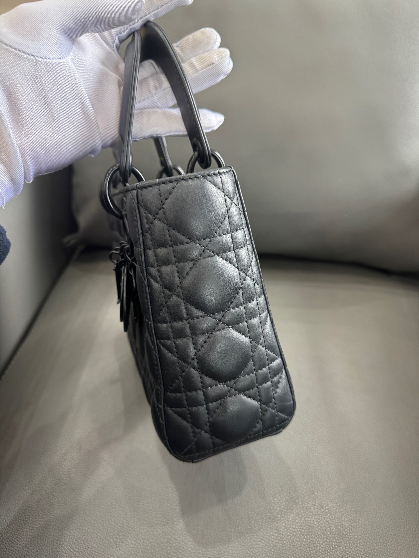 Dior - Lady Dior - Lambskin leather - Black with Matte Black Hardware - (mini)