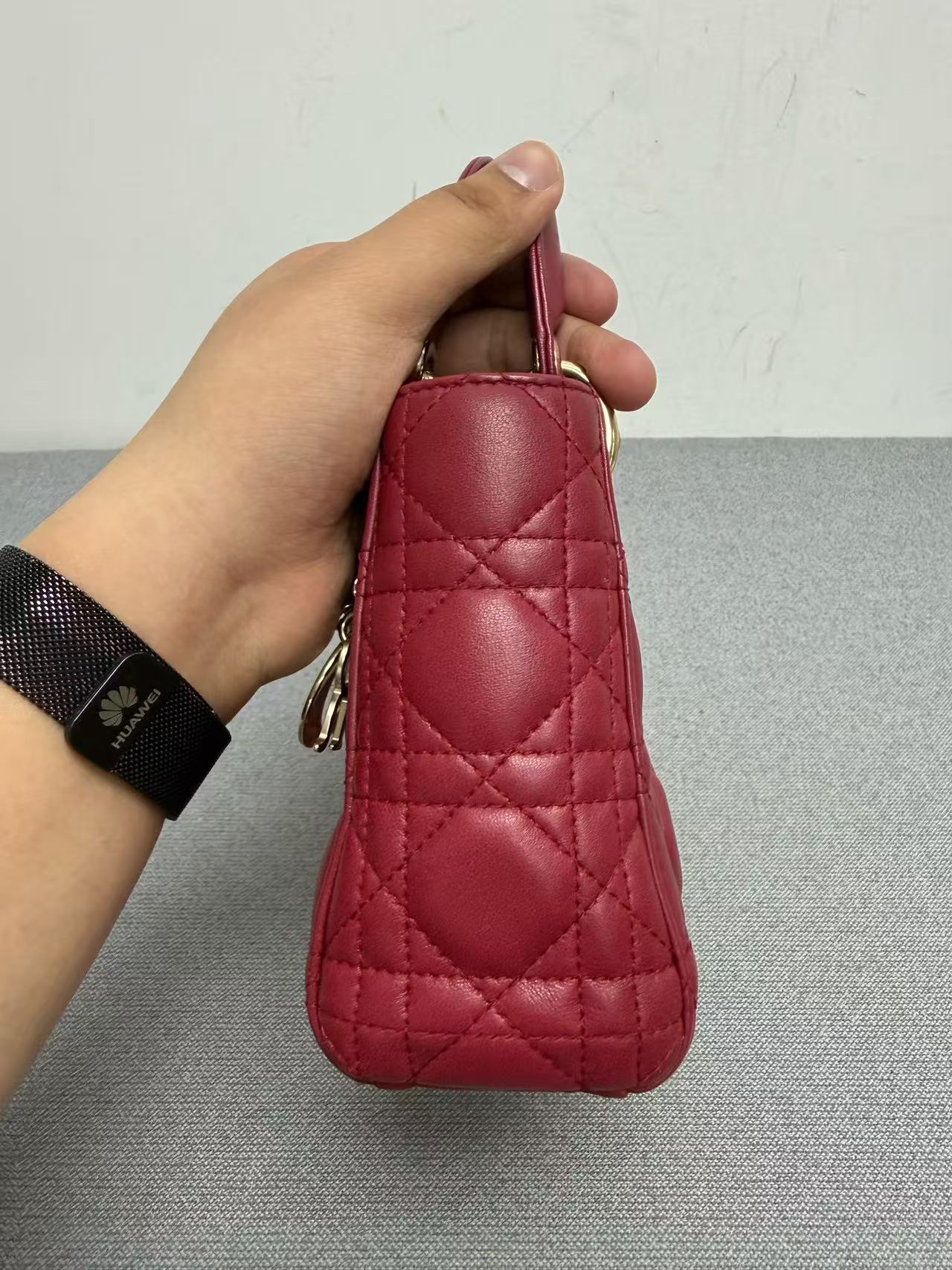 Dior - Lady Dior - Lambskin leather - Burgundy - (mini)