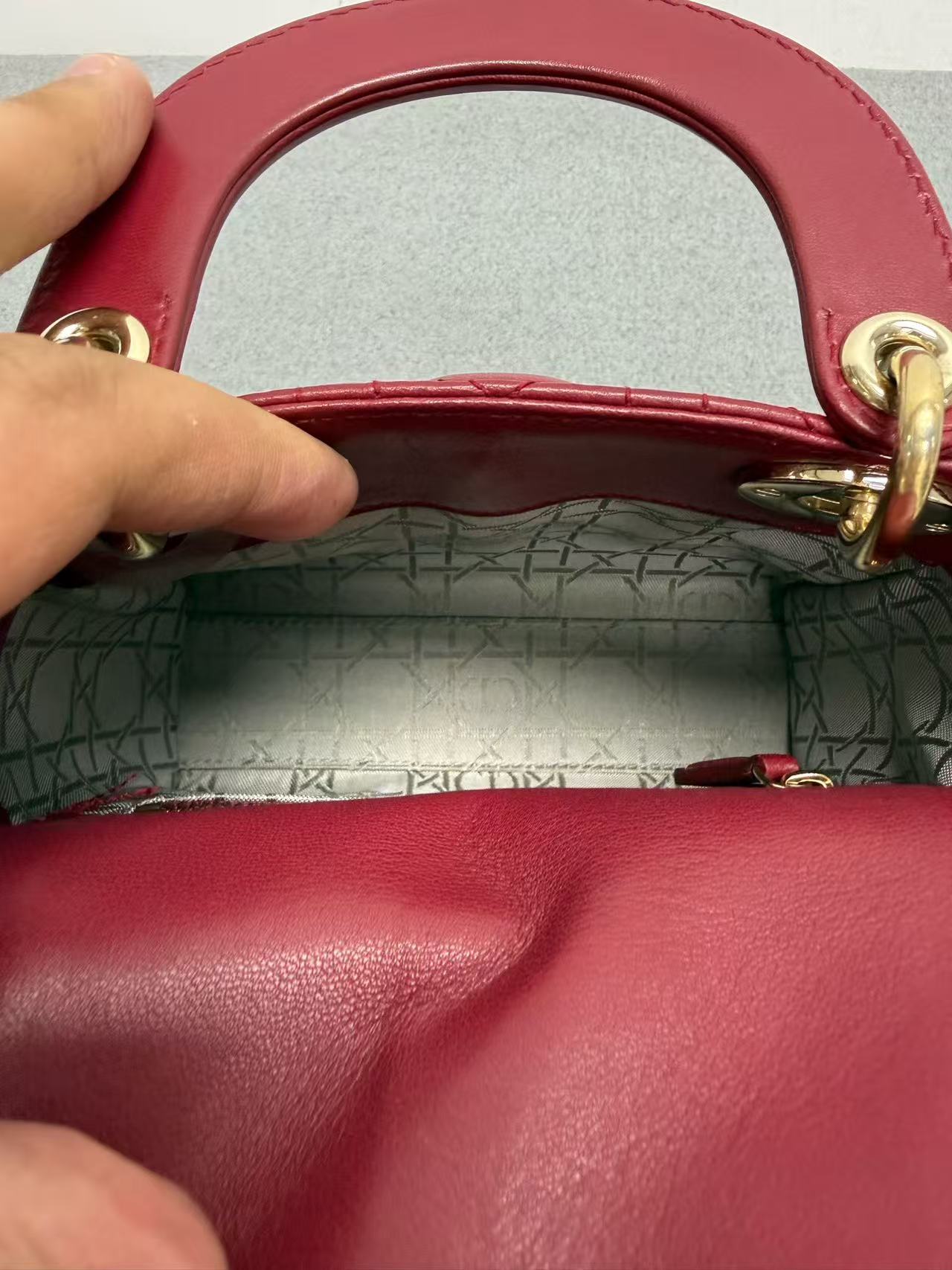 Dior - Lady Dior - Lambskin leather - Burgundy - (mini)