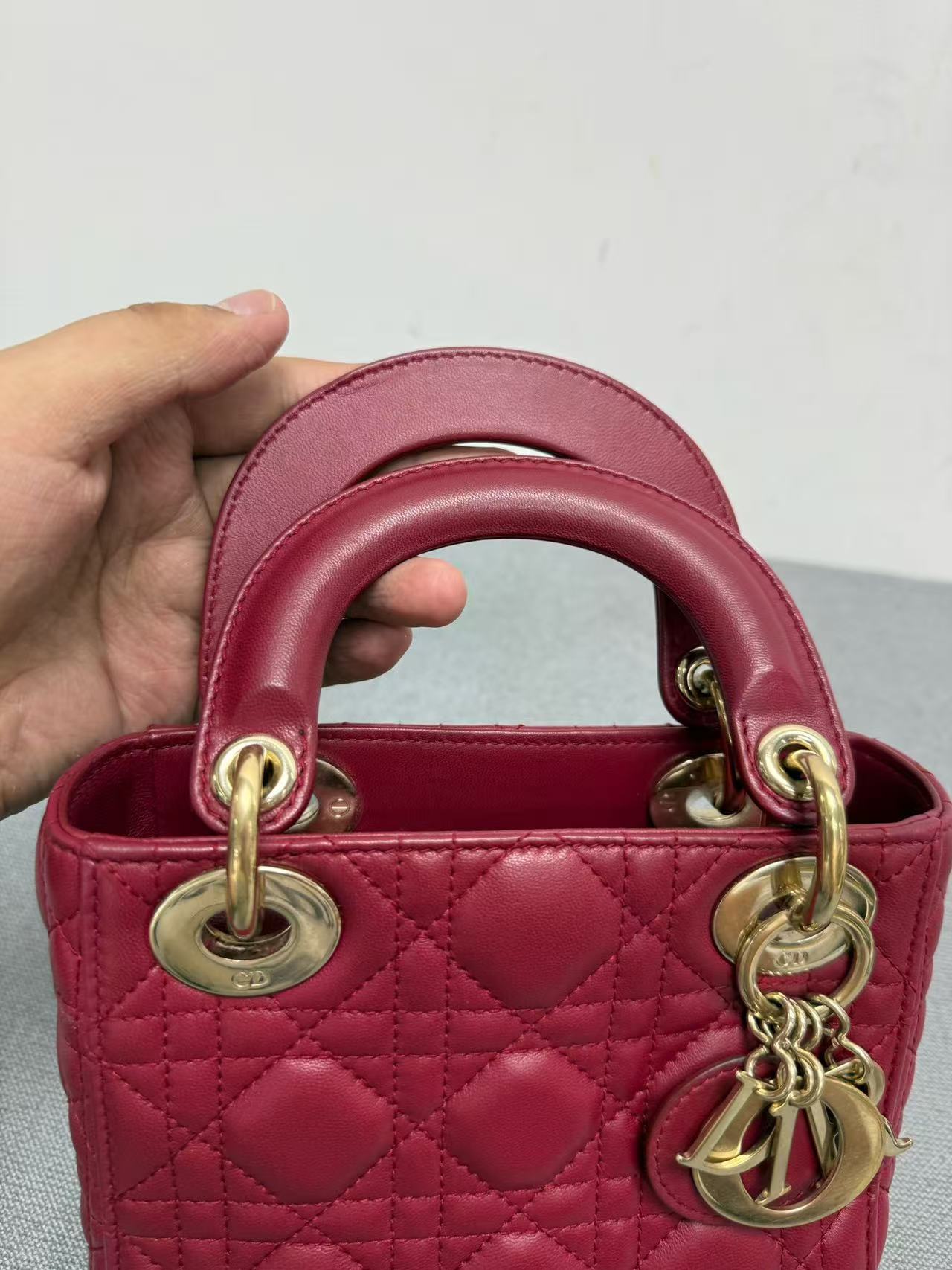 Dior - Lady Dior - Lambskin leather - Burgundy - (mini)