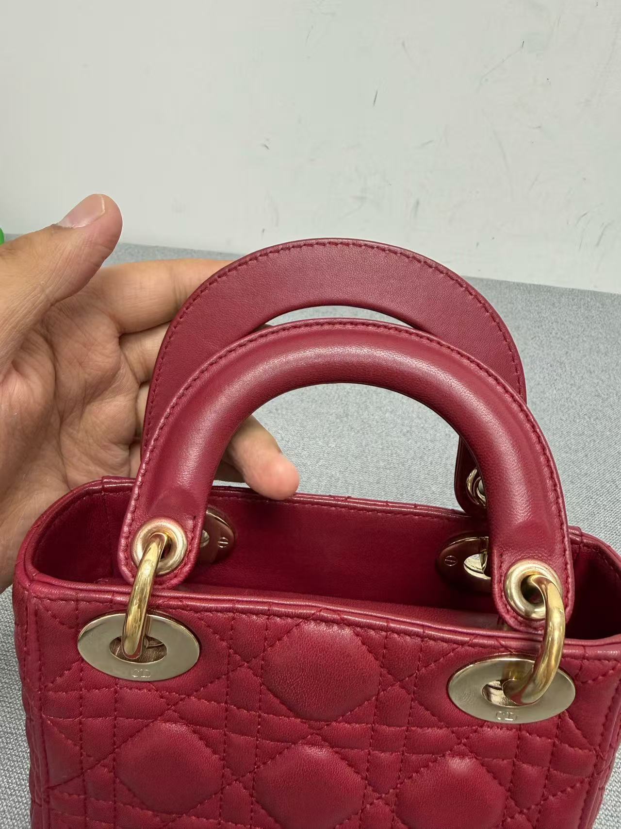 Dior - Lady Dior - Lambskin leather - Burgundy - (mini)