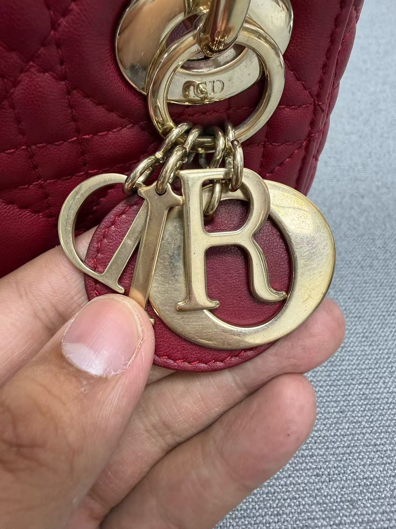 Dior - Lady Dior - Lambskin leather - Burgundy - (mini)