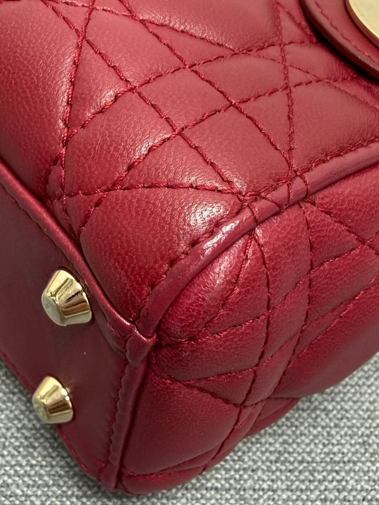 Dior - Lady Dior - Lambskin leather - Burgundy - (mini)