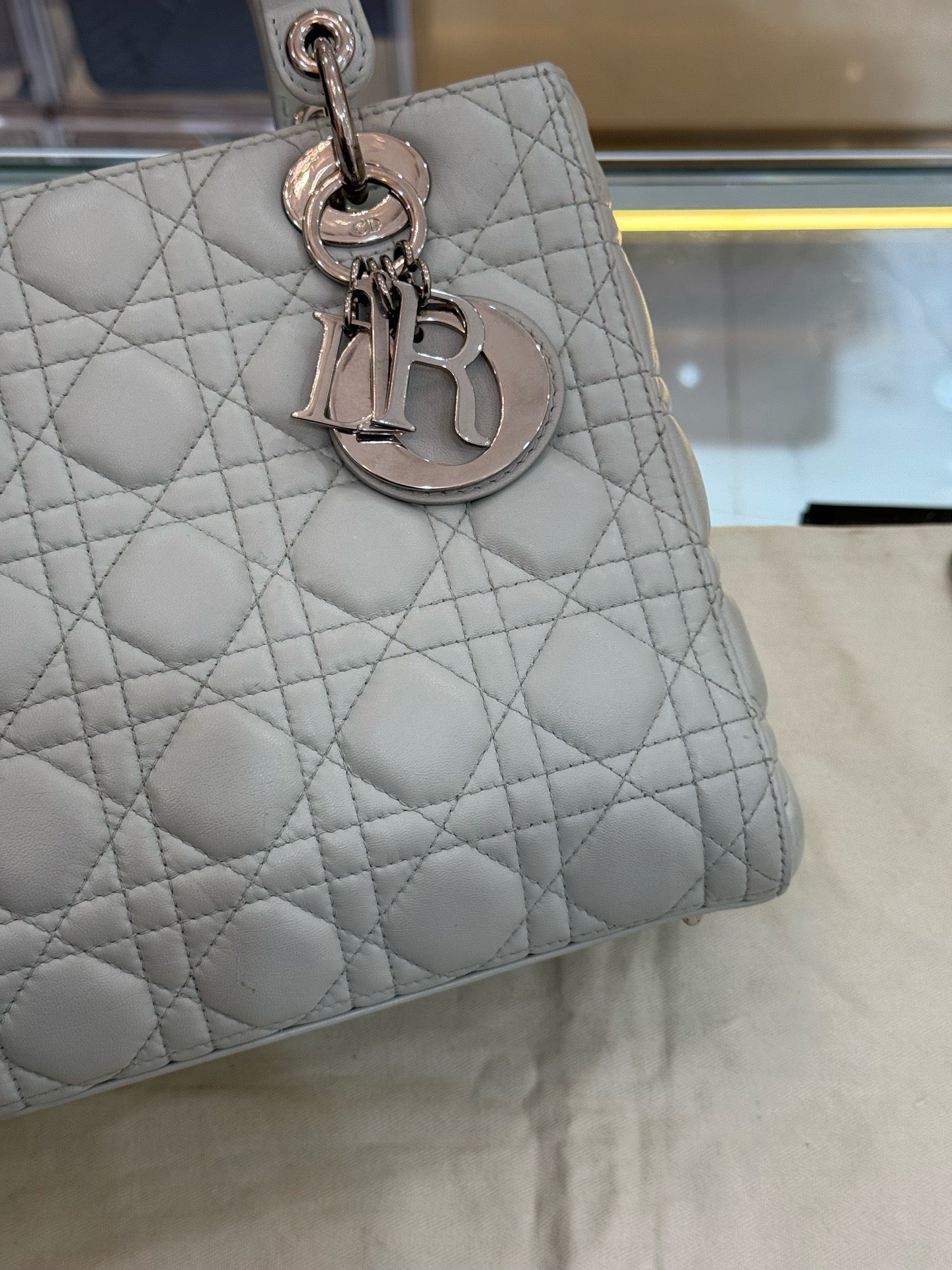 Dior - Lady Dior - Lambskin leather - Grey-Green with Silver-Tone Hardware - (Medium)