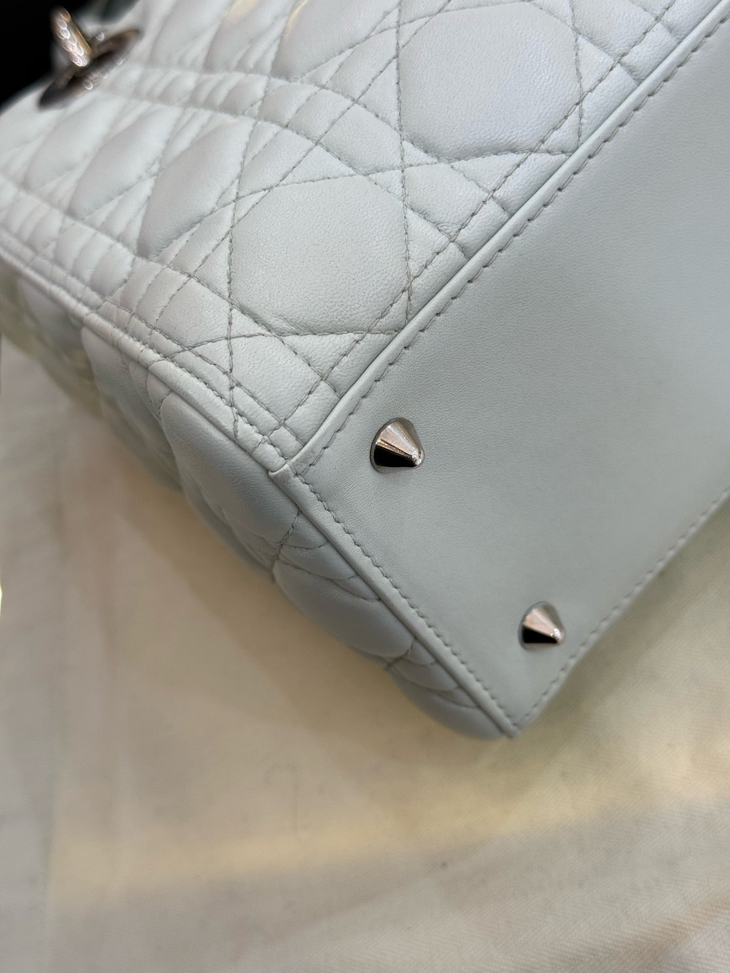 Dior - Lady Dior - Lambskin leather - Grey-Green with Silver-Tone Hardware - (Medium)