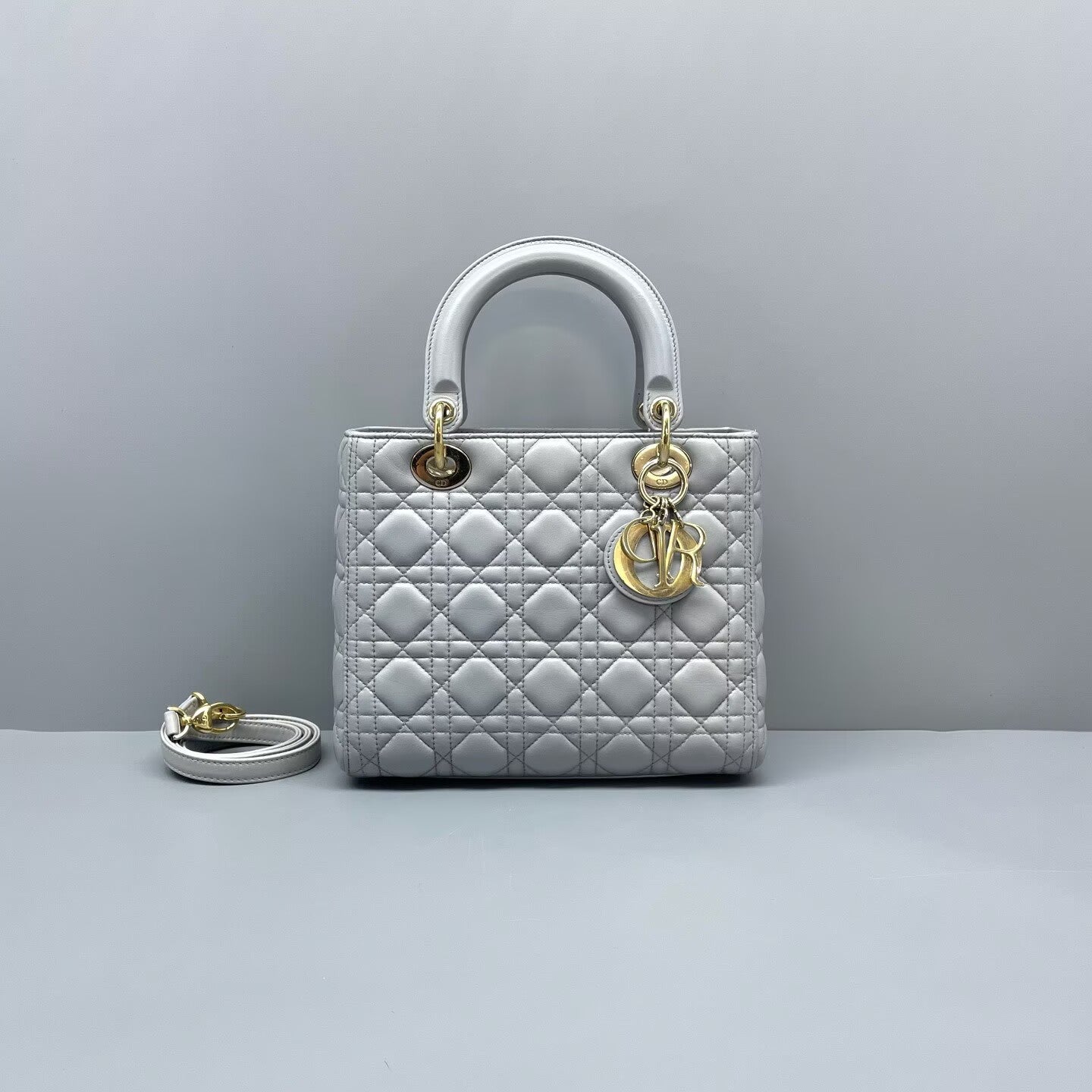 Dior - Lady Dior - Lambskin leather - Grey - (Medium)