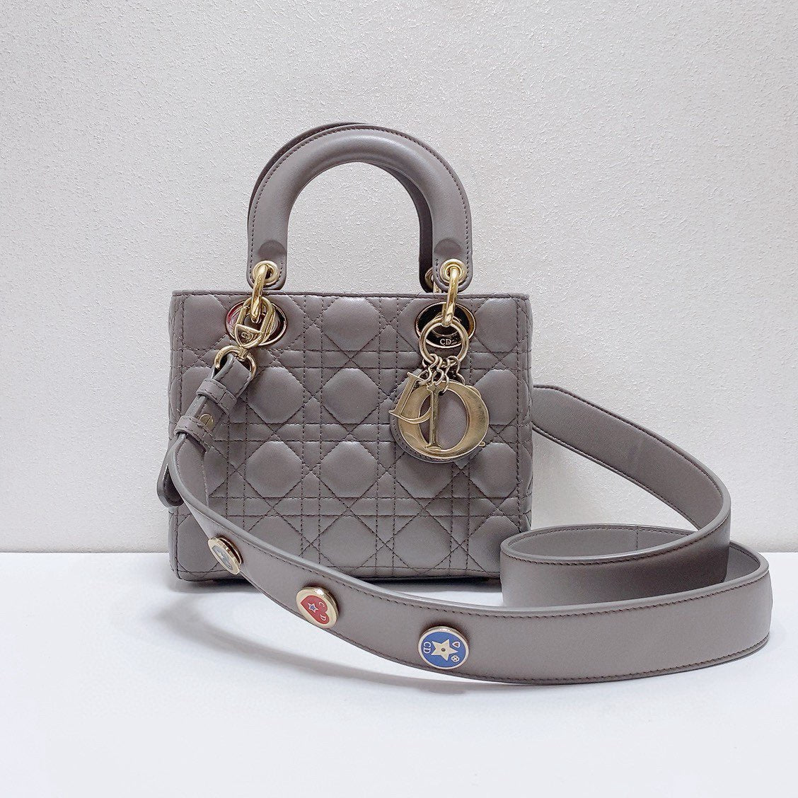 Dior - Lady Dior - Lambskin leather - Grey with Gold-Tone Hardware - (mini)