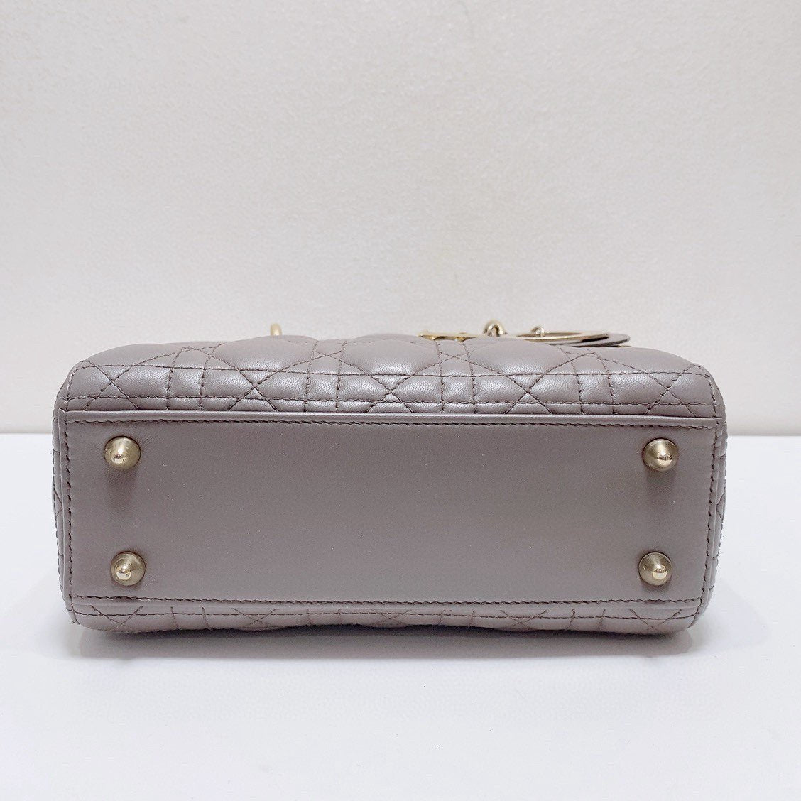 Dior - Lady Dior - Lambskin leather - Grey with Gold-Tone Hardware - (mini)