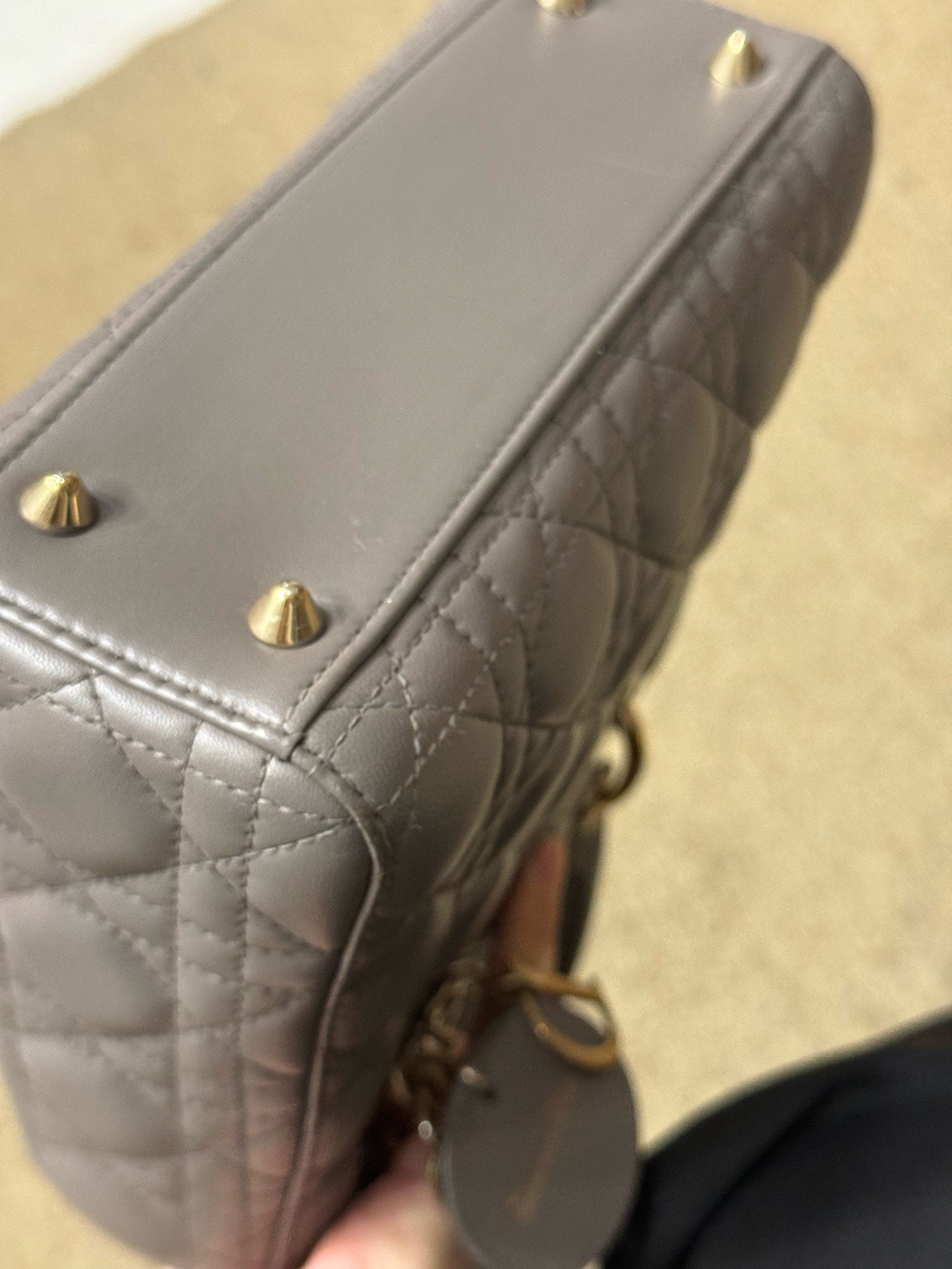 Dior - Lady Dior - Lambskin leather - Grey with Gold-Tone Hardware - (mini)