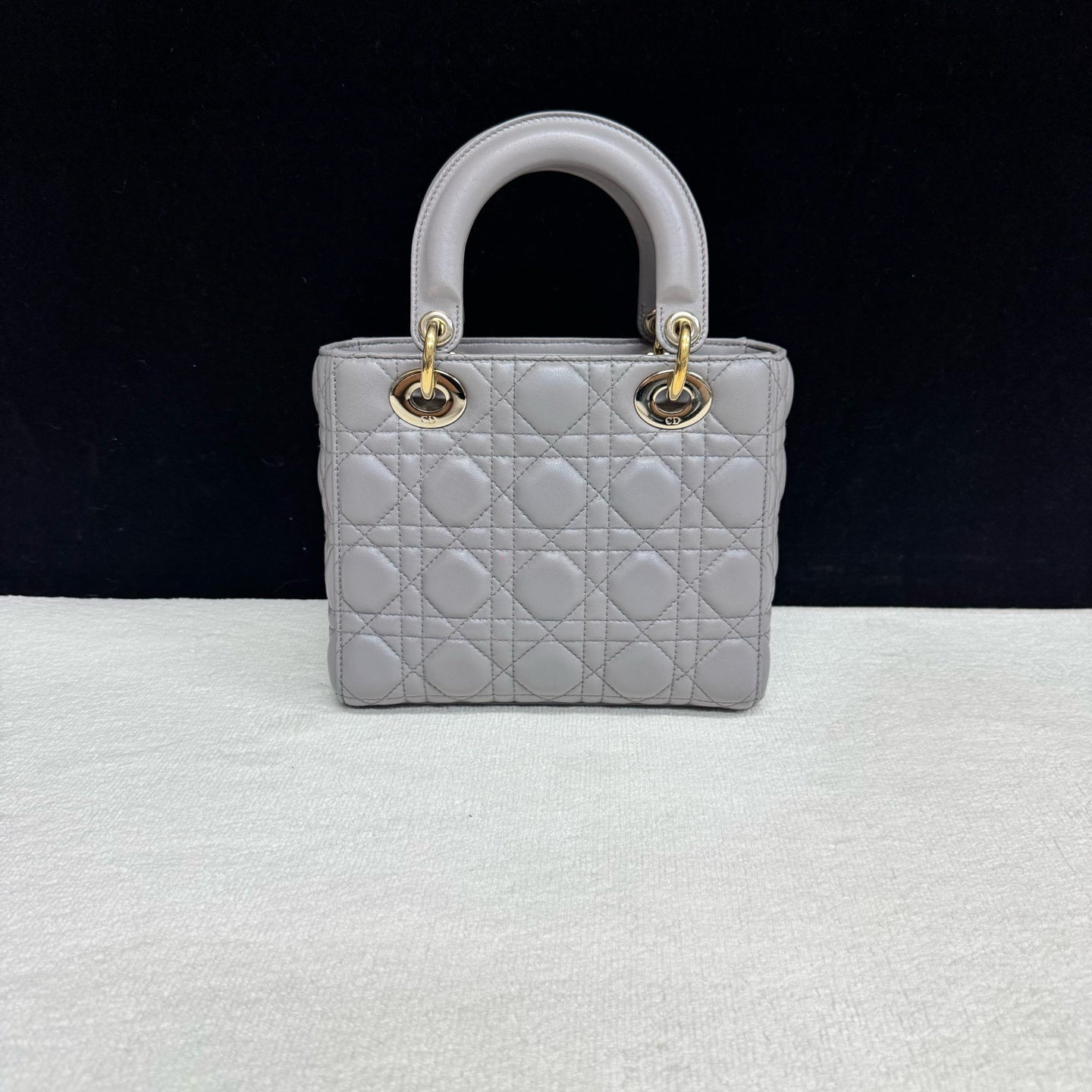 Dior - Lady Dior - Lambskin leather - Grey with Gold-Tone Hardware - (Small)