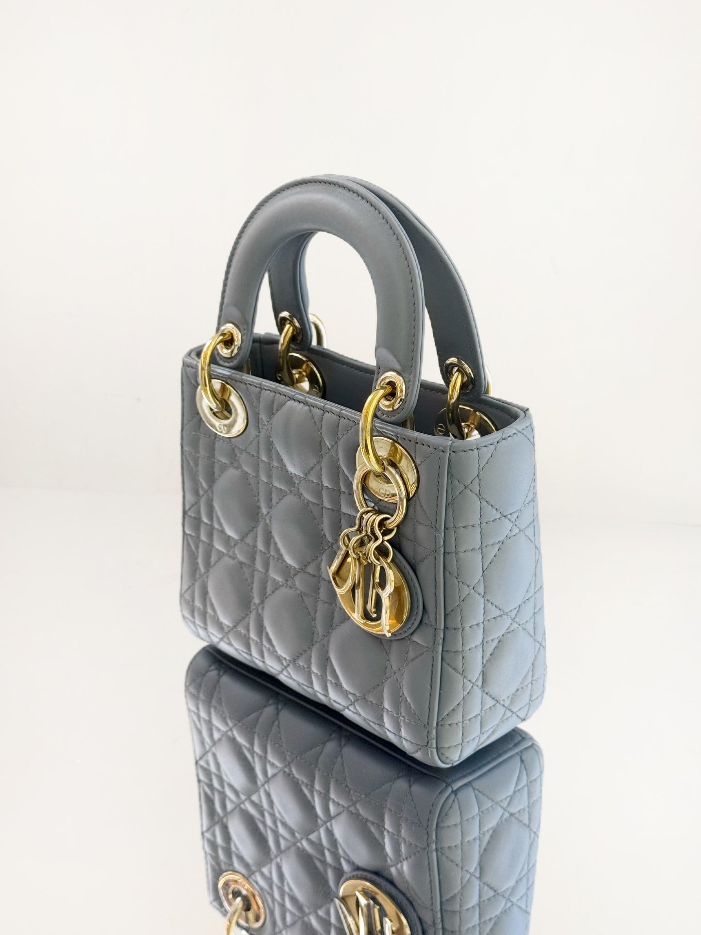 Dior - Lady Dior - Lambskin leather - Hazy Blue with Gold-Tone Hardware - (Mini)