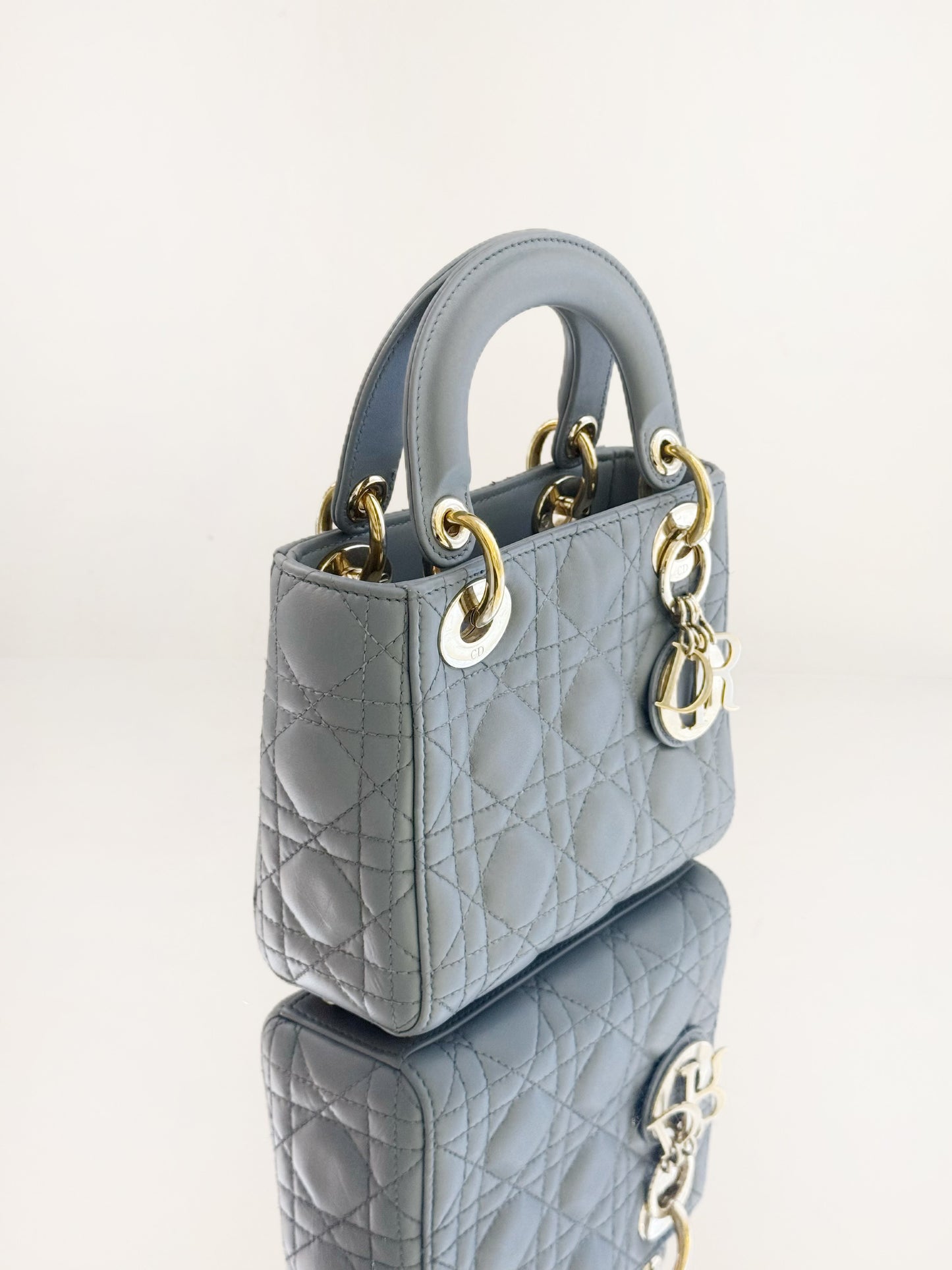 Dior - Lady Dior - Lambskin leather - Hazy Blue with Gold-Tone Hardware - (Mini)