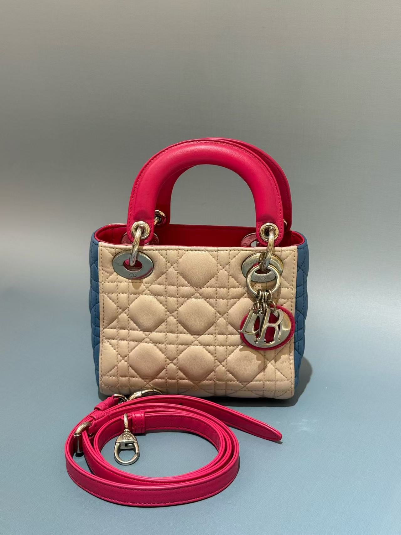 Dior - Lady Dior - Lambskin leather - Multicolour (Pink, Blue, Beige) - (mini)