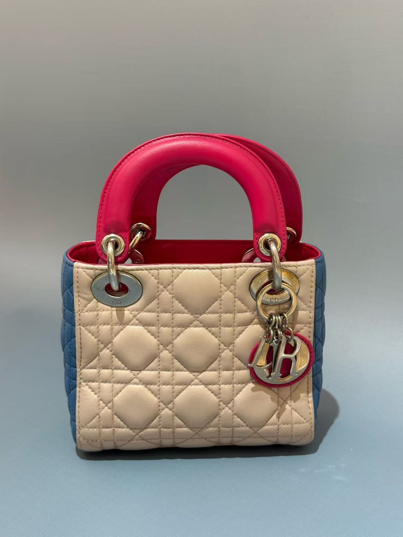 Dior - Lady Dior - Lambskin leather - Multicolour (Pink, Blue, Beige) - (mini)