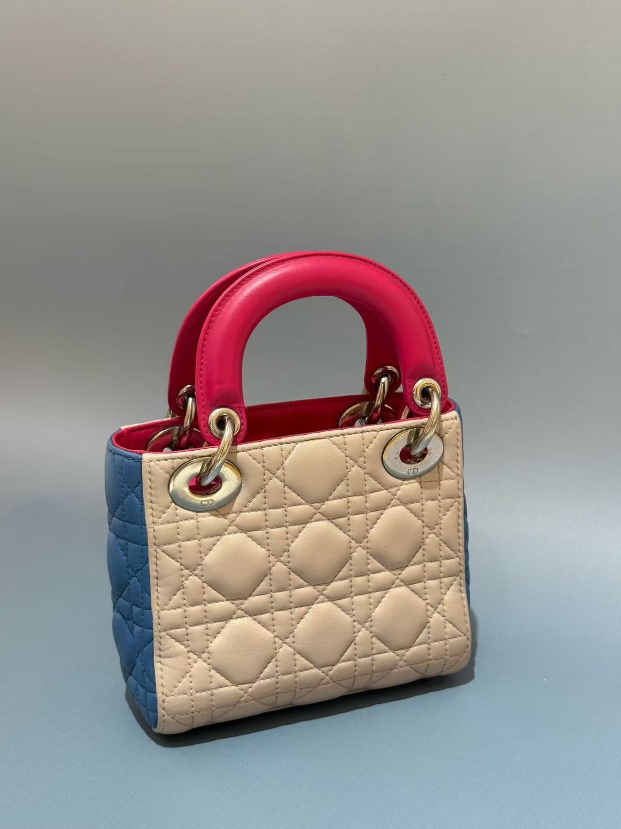 Dior - Lady Dior - Lambskin leather - Multicolour (Pink, Blue, Beige) - (mini)
