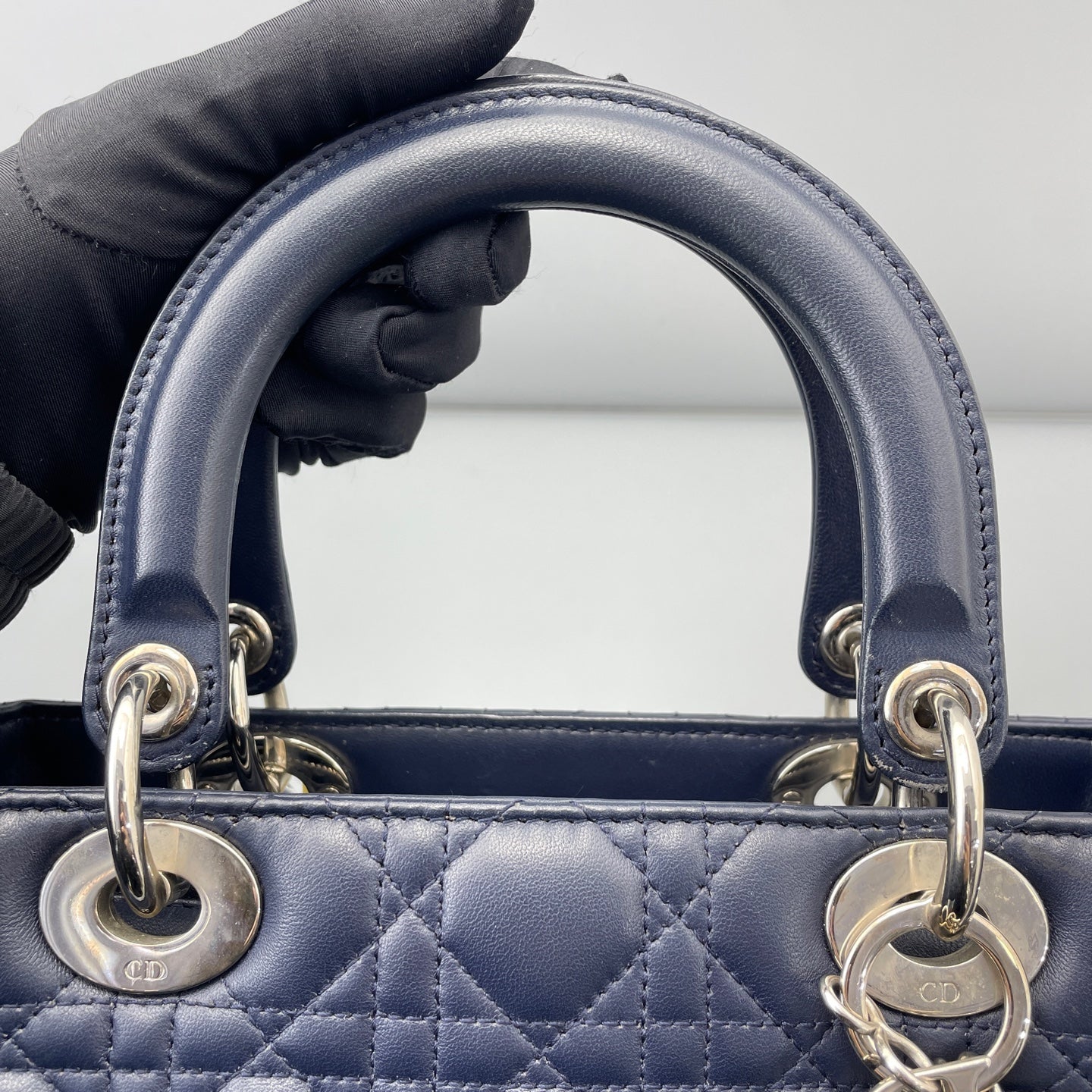 Dior - Lady Dior - Lambskin leather - Navy Blue - (Medium)