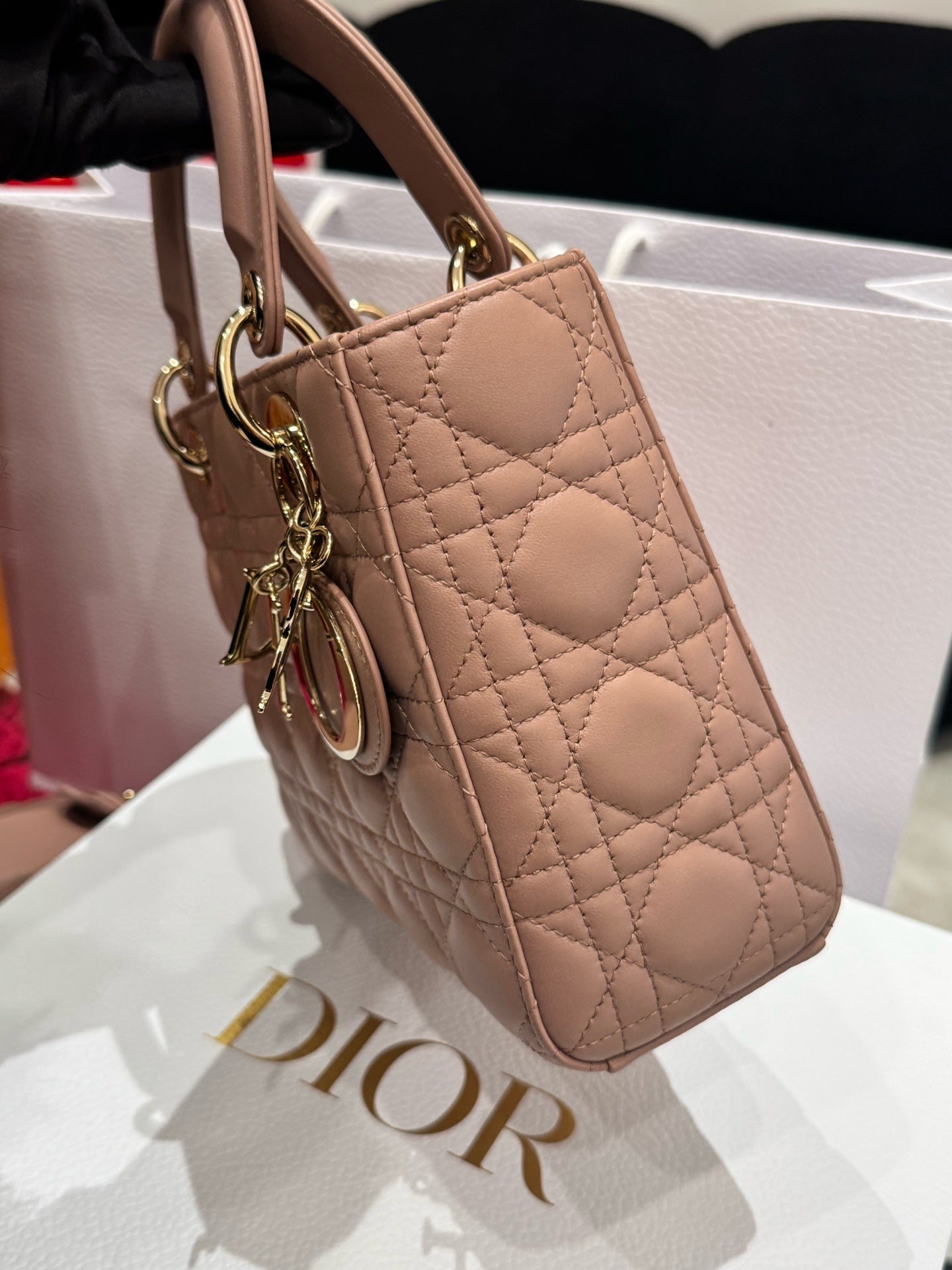 Dior - Lady Dior - Lambskin leather - Nude pink - (Small)