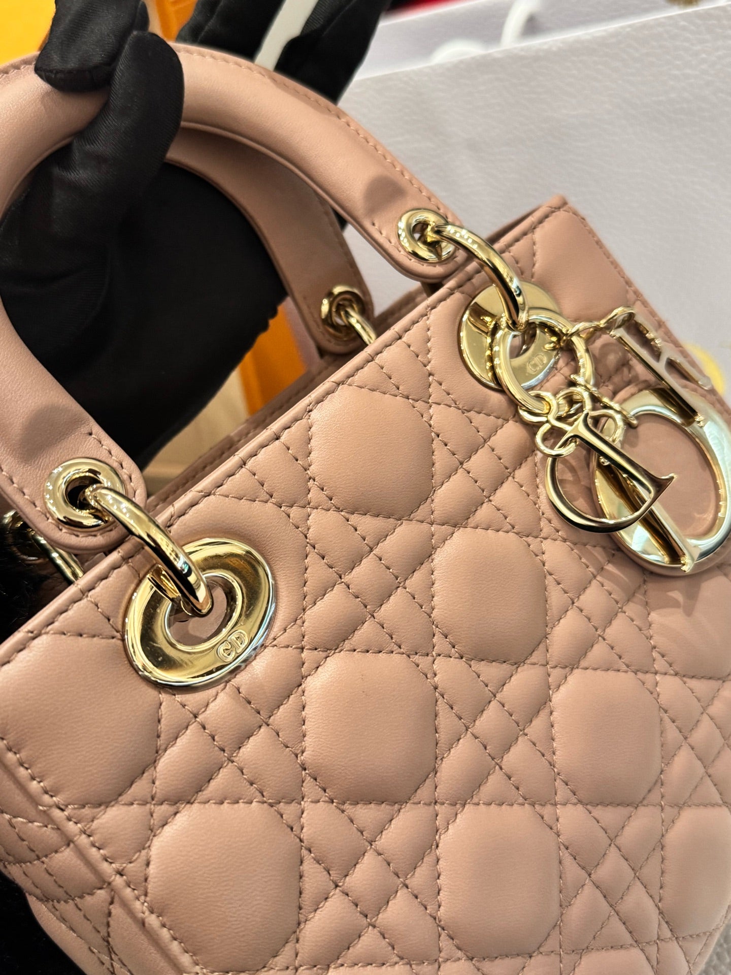 Dior - Lady Dior - Lambskin leather - Nude pink - (Small)